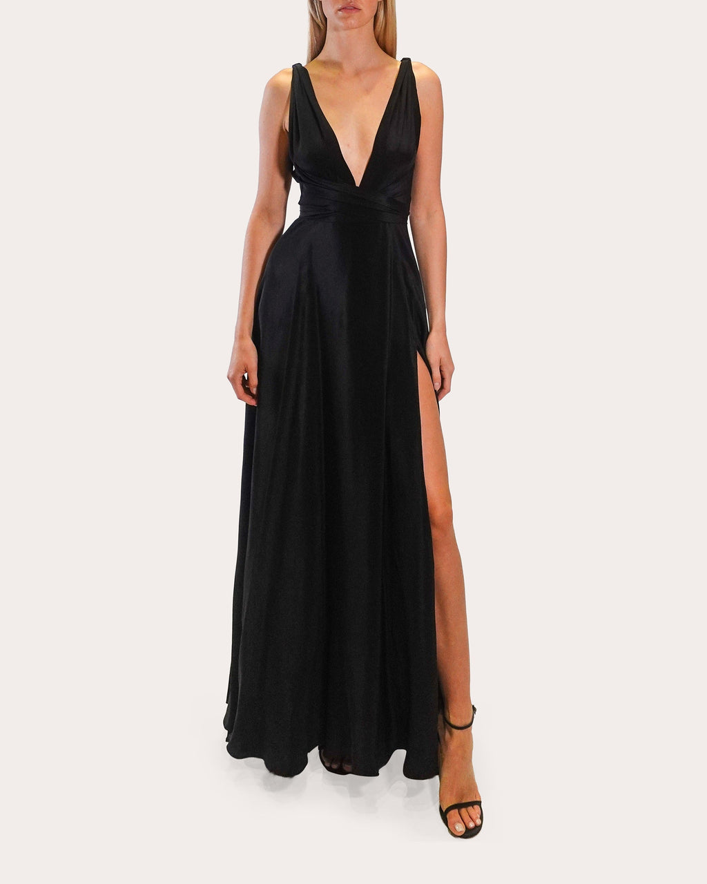 Cirrus Belted Silk-Charmeuse Gown