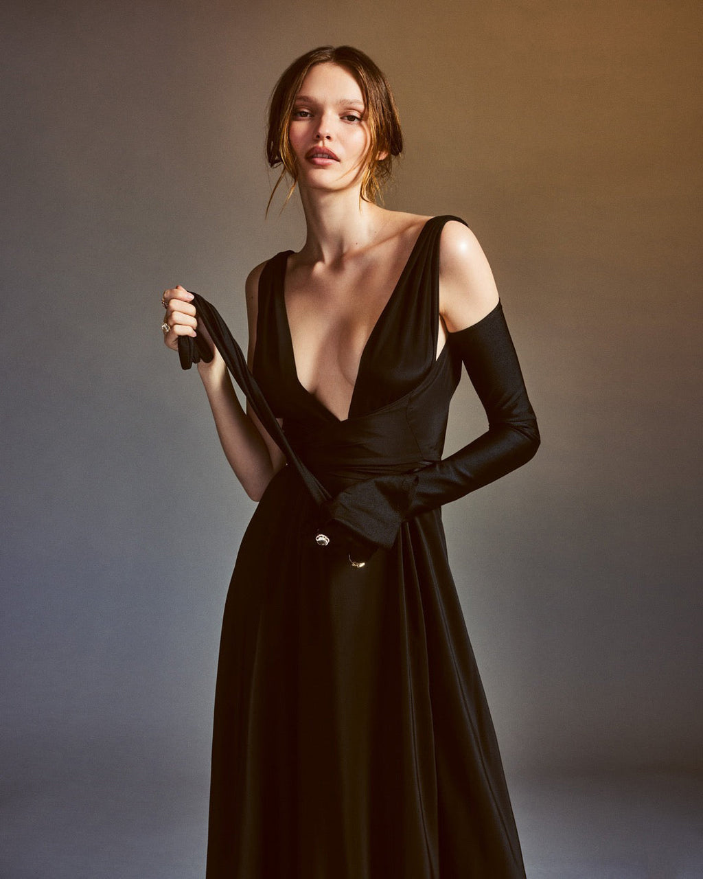 Cirrus Belted Silk-Charmeuse Gown