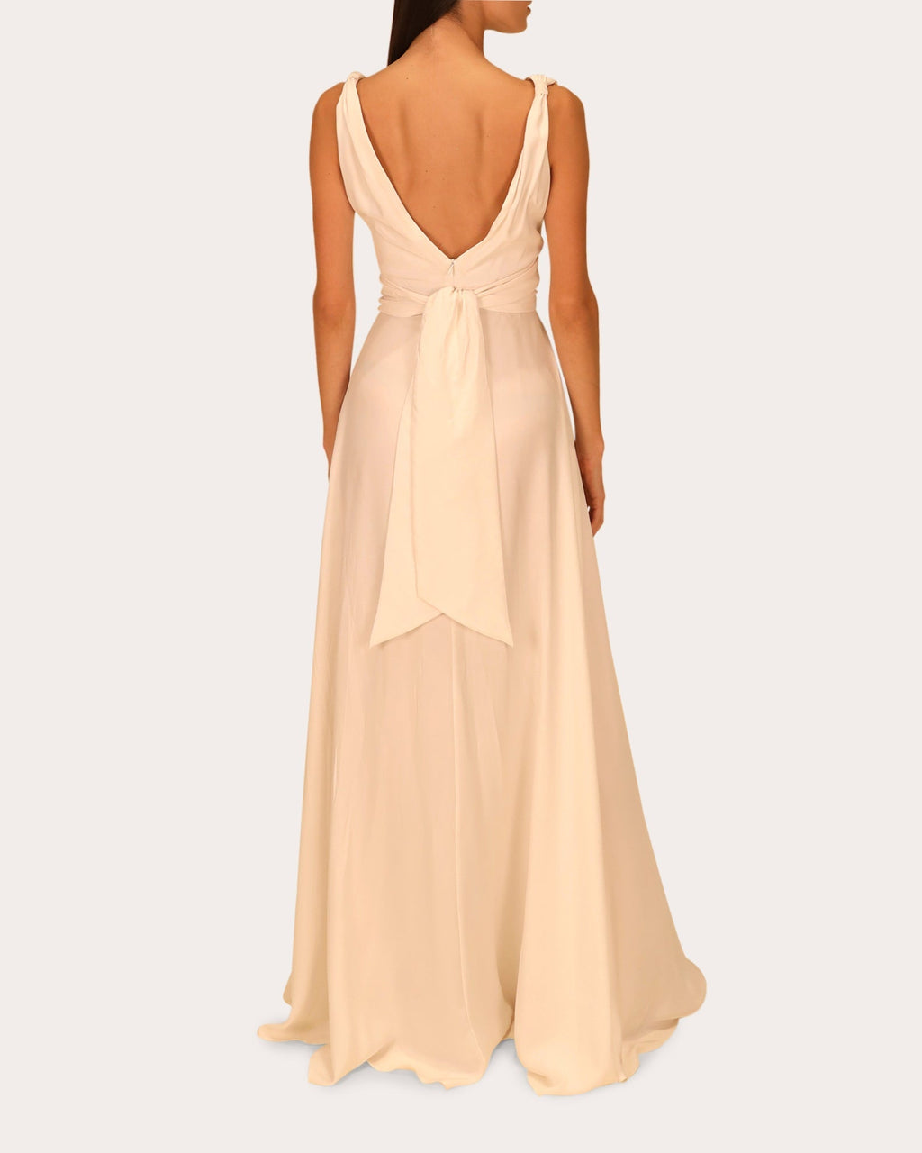 Cirrus Belted Silk-Charmeuse Gown