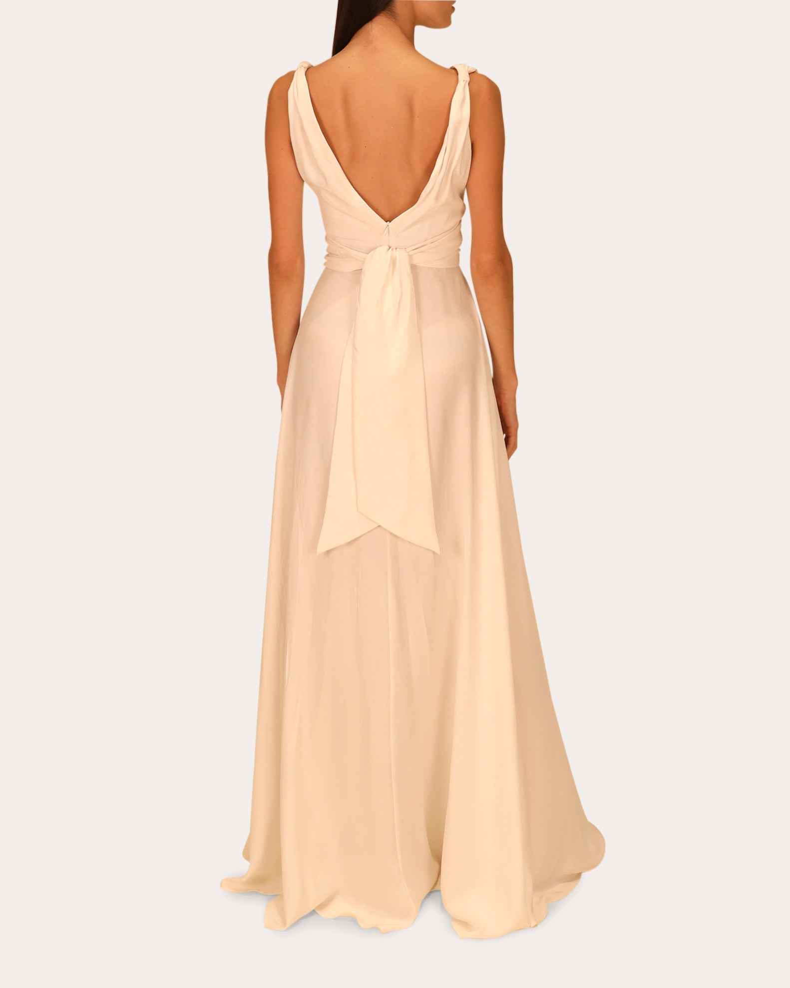 Cirrus Belted Silk-Charmeuse Gown