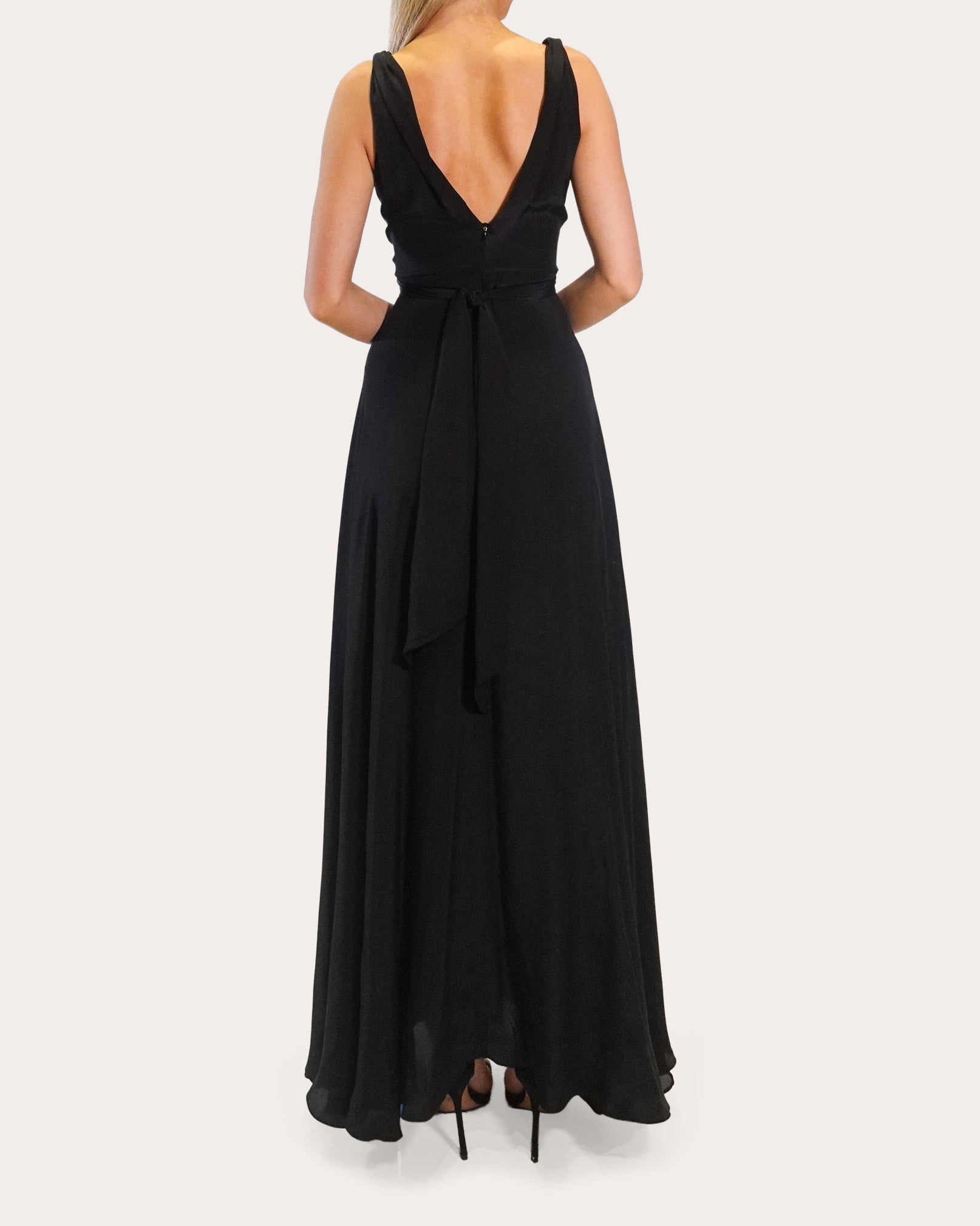 Cirrus Belted Silk-Charmeuse Gown