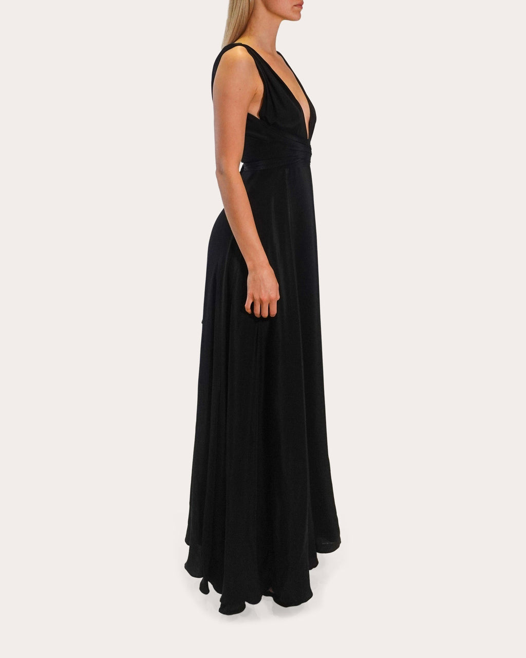Cirrus Belted Silk-Charmeuse Gown
