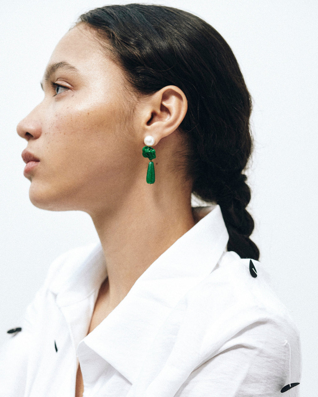 The Depths of Time 18K Gold-Plated Silver Chalcedony and Pearl Earrings