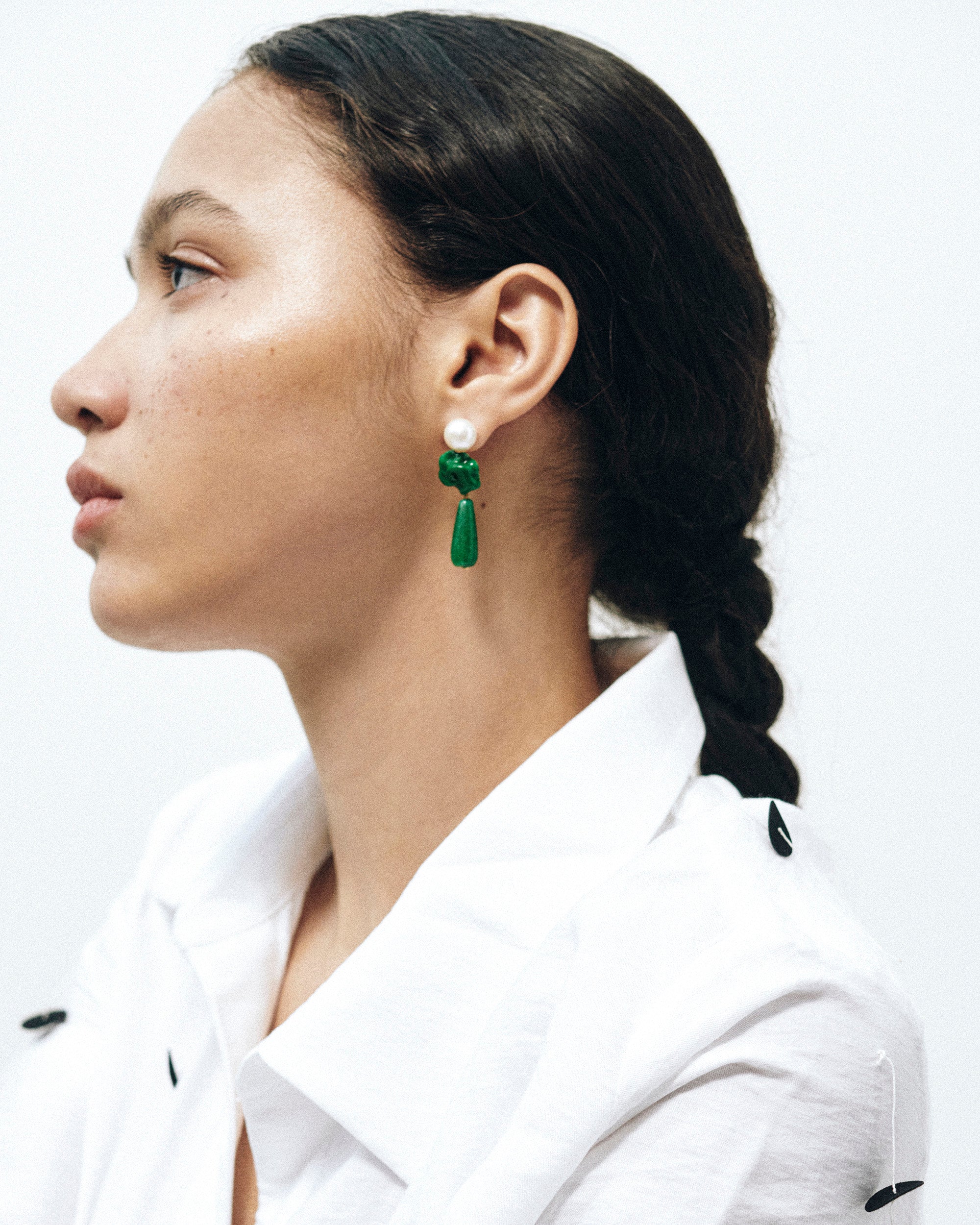 The Depths of Time 18K Gold-Plated Silver Chalcedony and Pearl Earrings