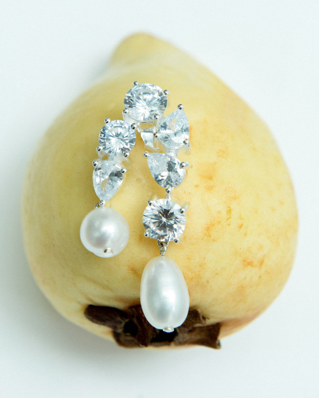 Sterling Silver Pearl and Cubic Zirconia Earrings