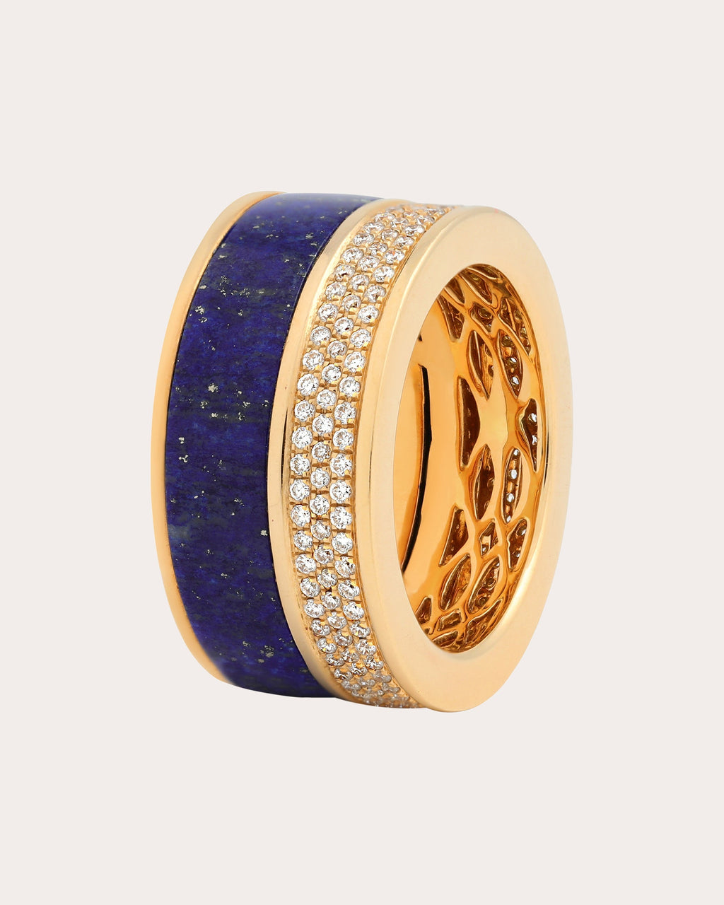 Composition 18K Gold Lapis Lazuli and Diamond Pavé Ring