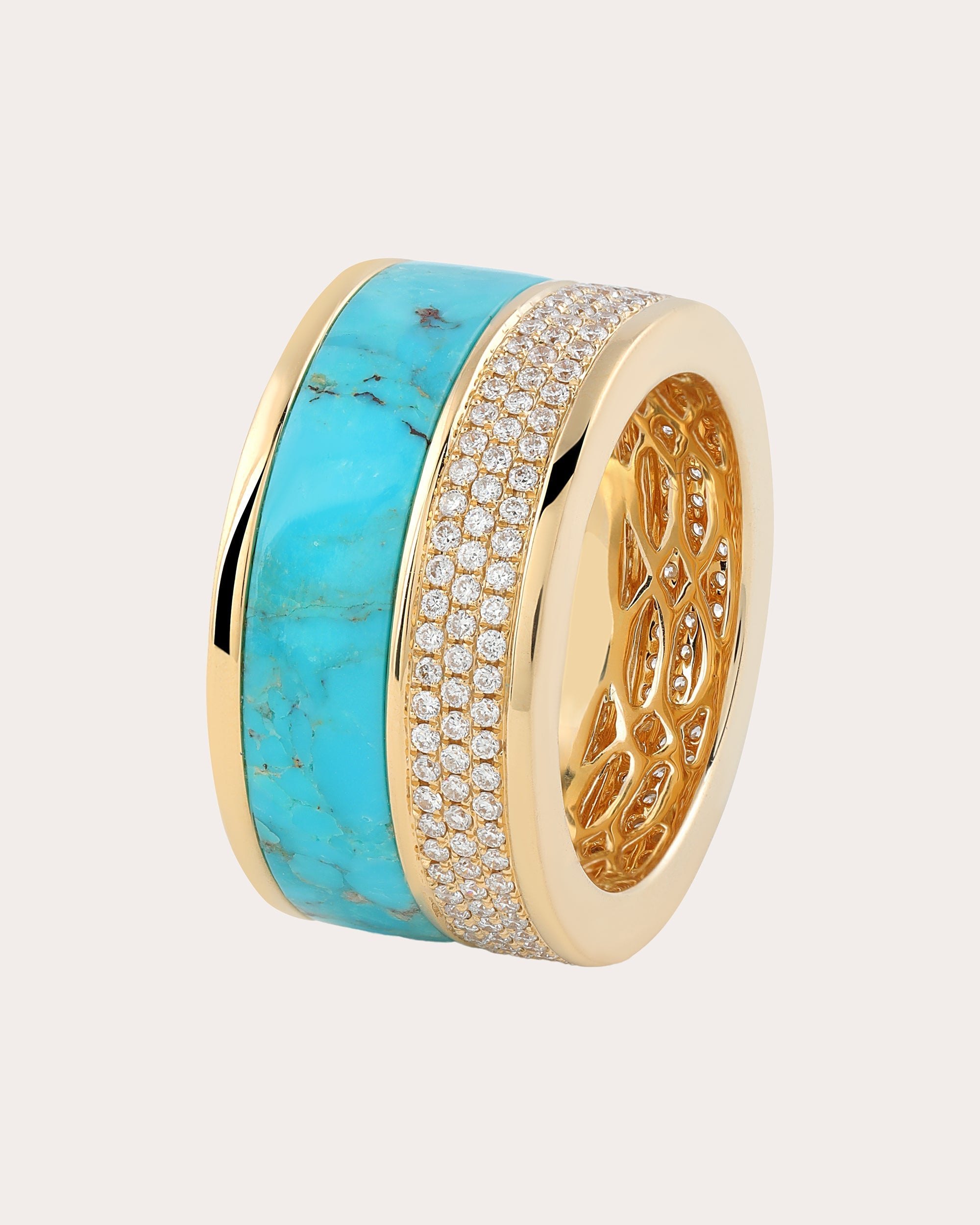 Composition 18K Gold Turquoise and Diamond Pavé Ring