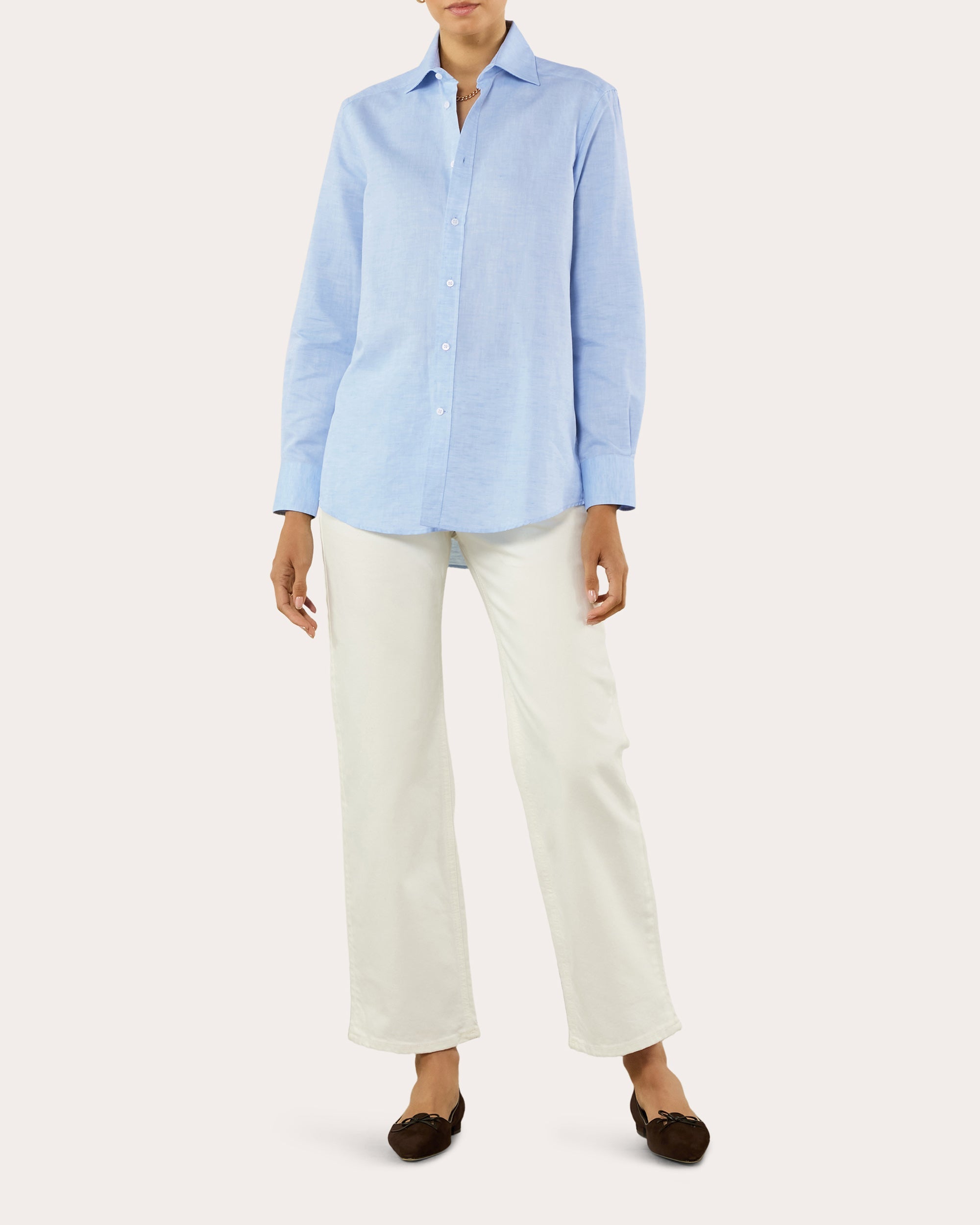 The Boyfriend Woven Linen-Cotton Button-Up
