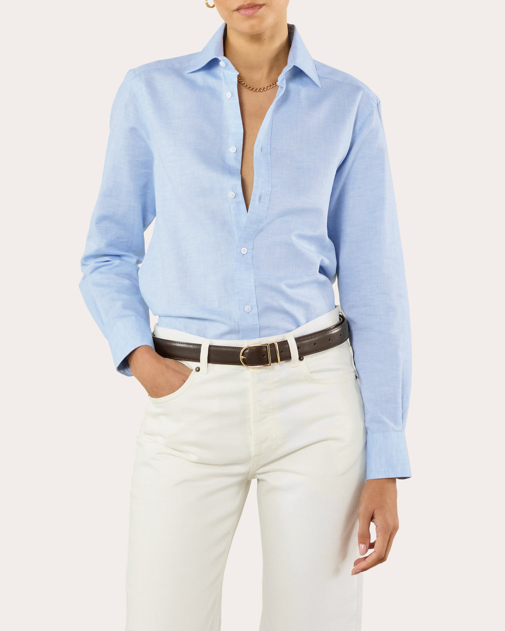 The Boyfriend Woven Linen-Cotton Button-Up
