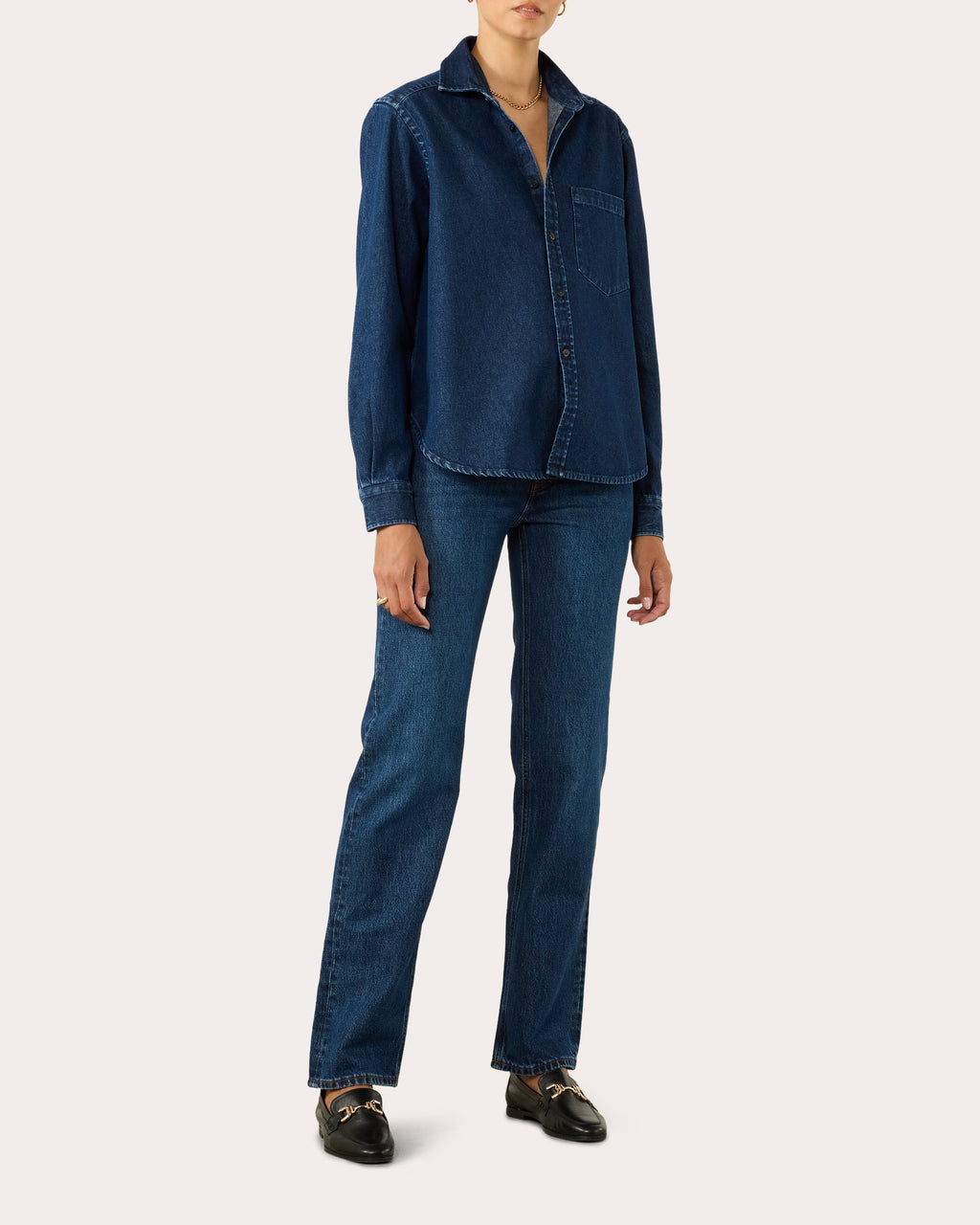 The Classic Cotton Denim Button-Up Shirt