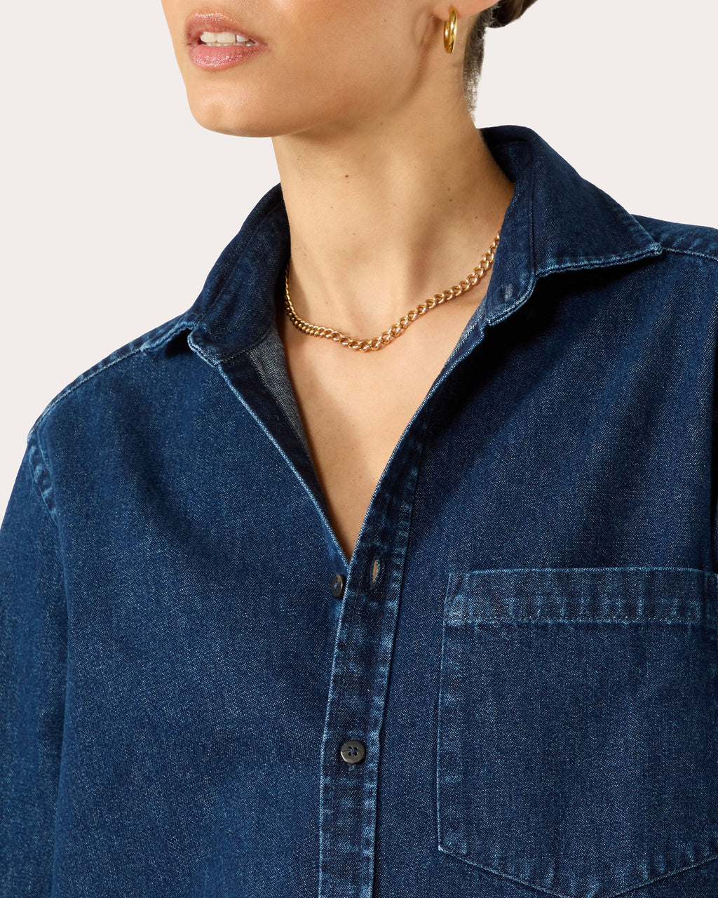 The Classic Cotton Denim Button-Up Shirt