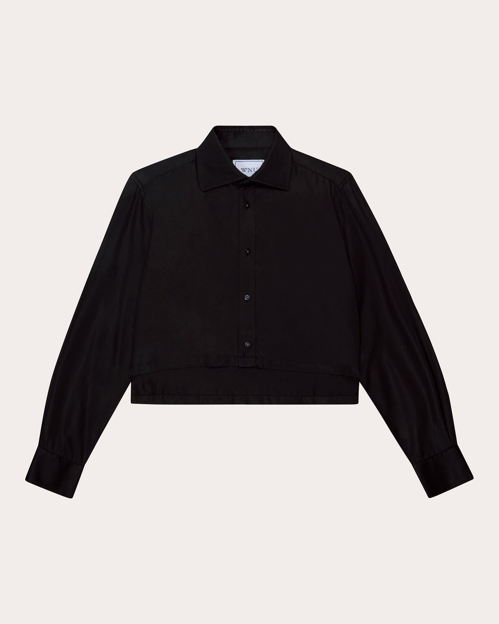 The Cropped Satin Button-Up Shirt