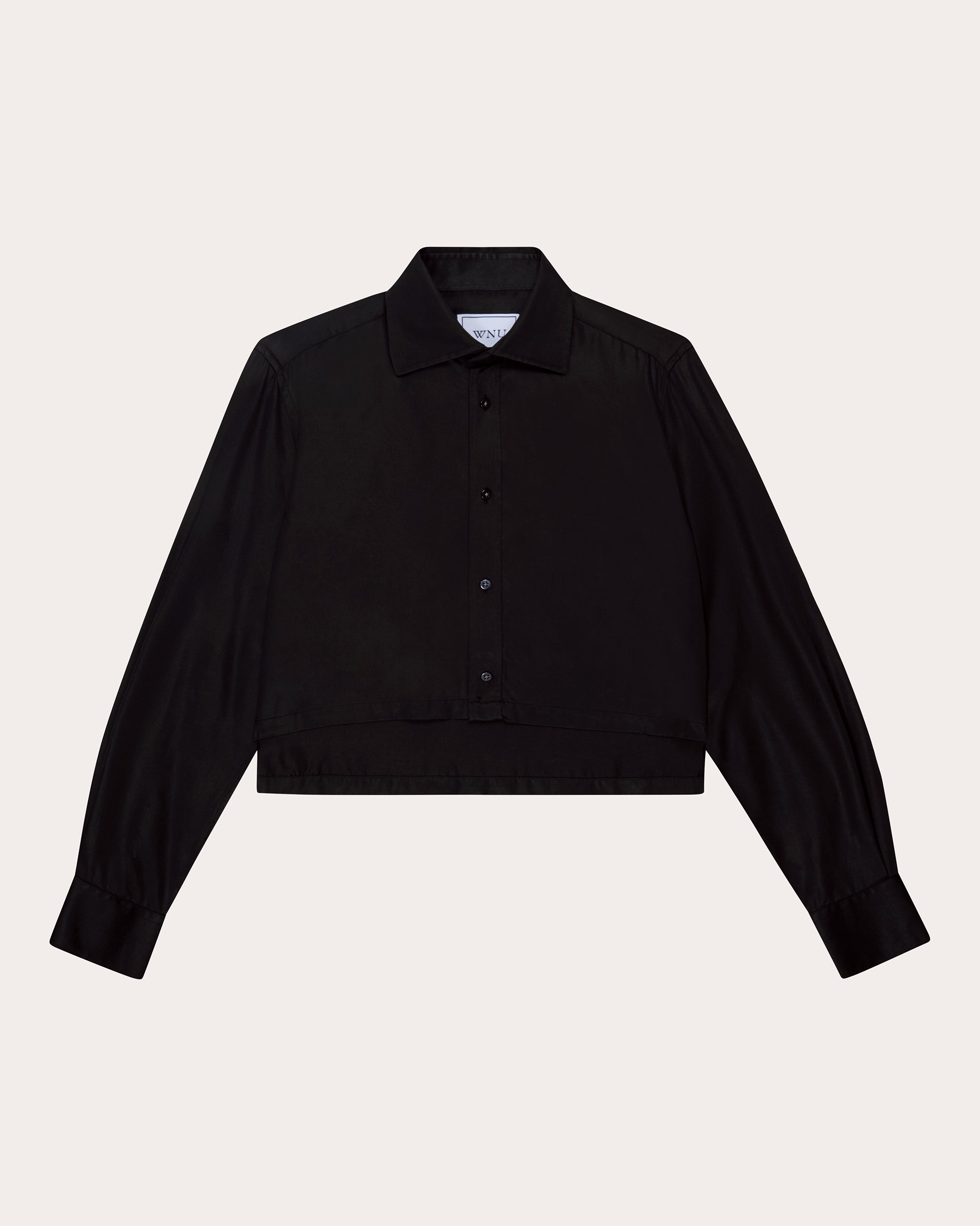 The Cropped Satin Button-Up Shirt