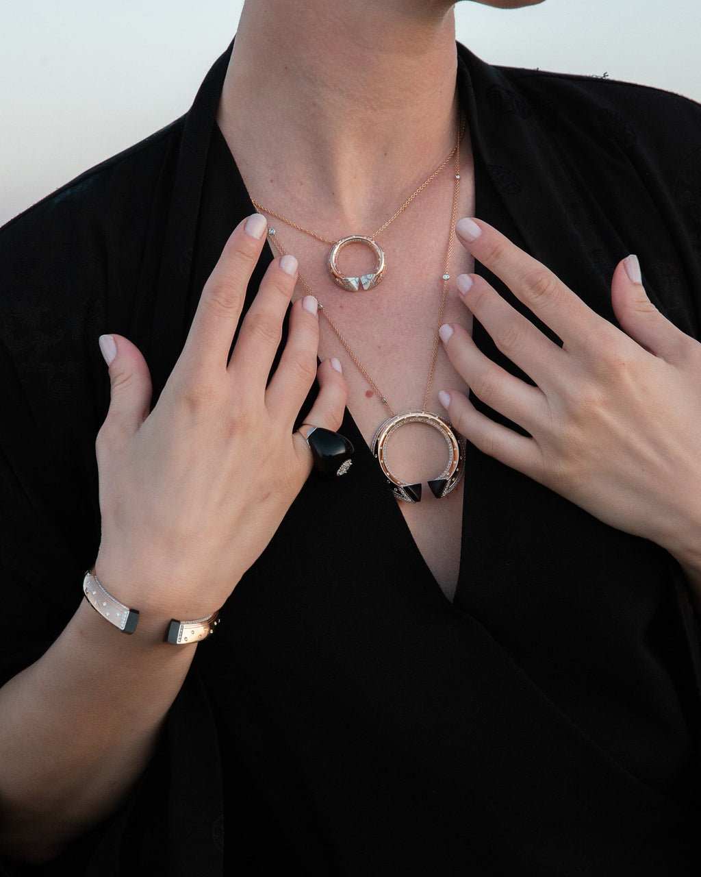Balance 18K Gold Agate and Diamond Pendant Necklace