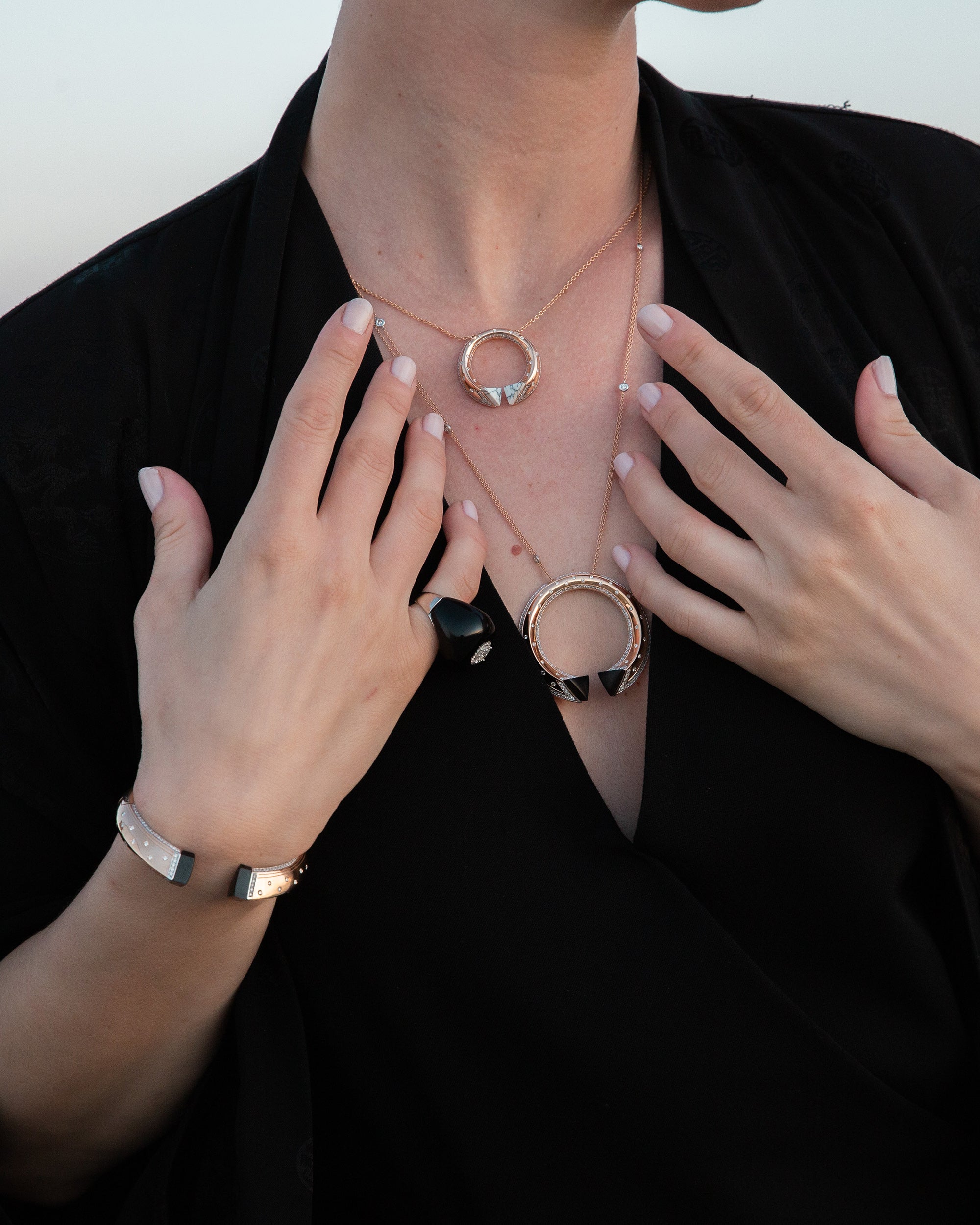 Balance 18K Gold Agate and Diamond Pendant Necklace