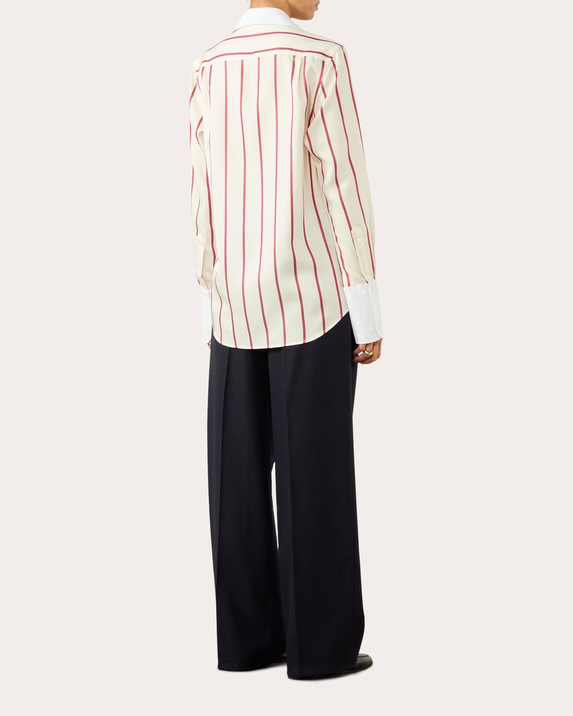 The Boyfriend Stripe Tencel™ Exaggerated-Cuff Button-Up Shirt