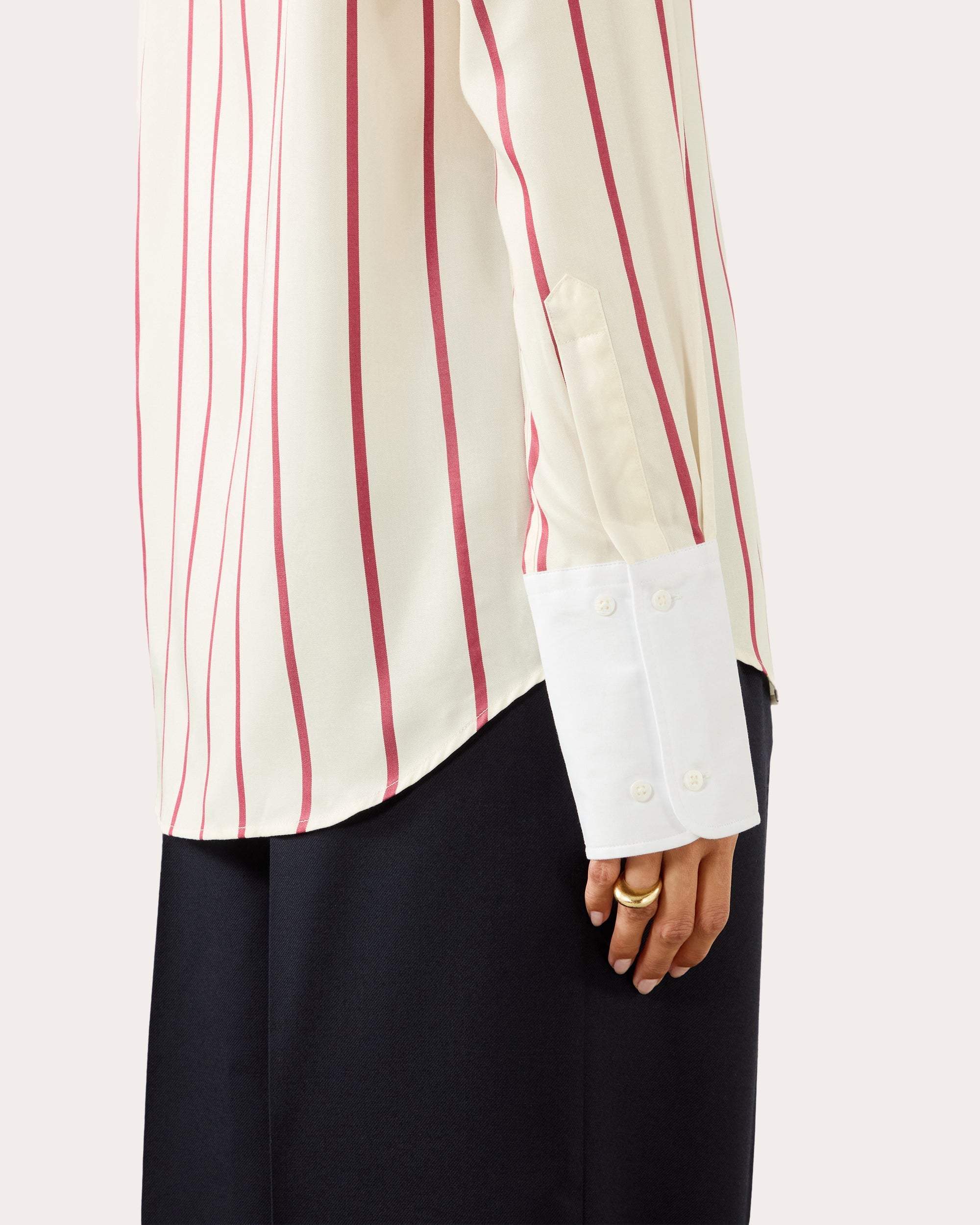 The Boyfriend Stripe Tencel™ Exaggerated-Cuff Button-Up Shirt