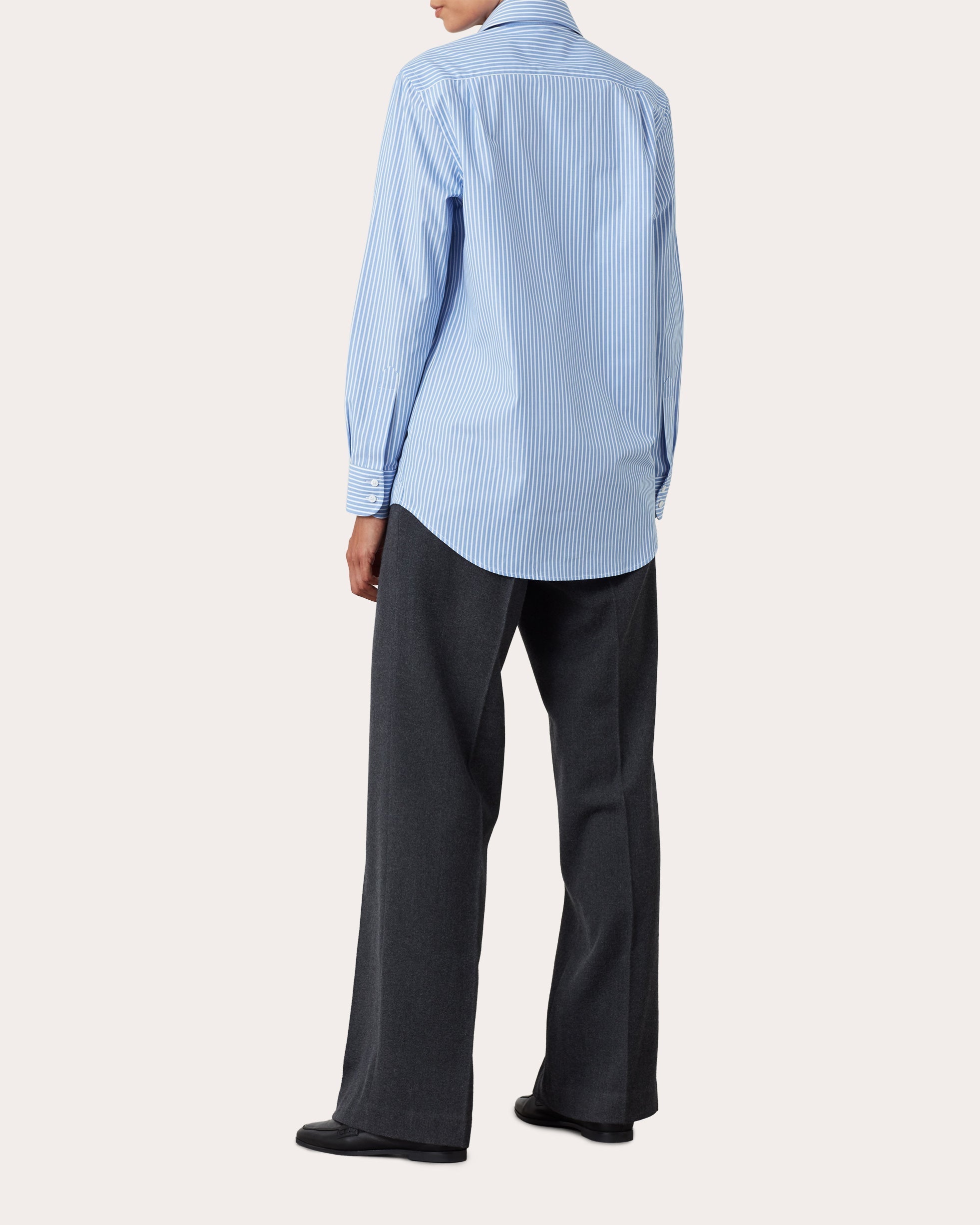 The Boyfriend Pinstripe Fine Cotton Poplin Button-Up Shirt