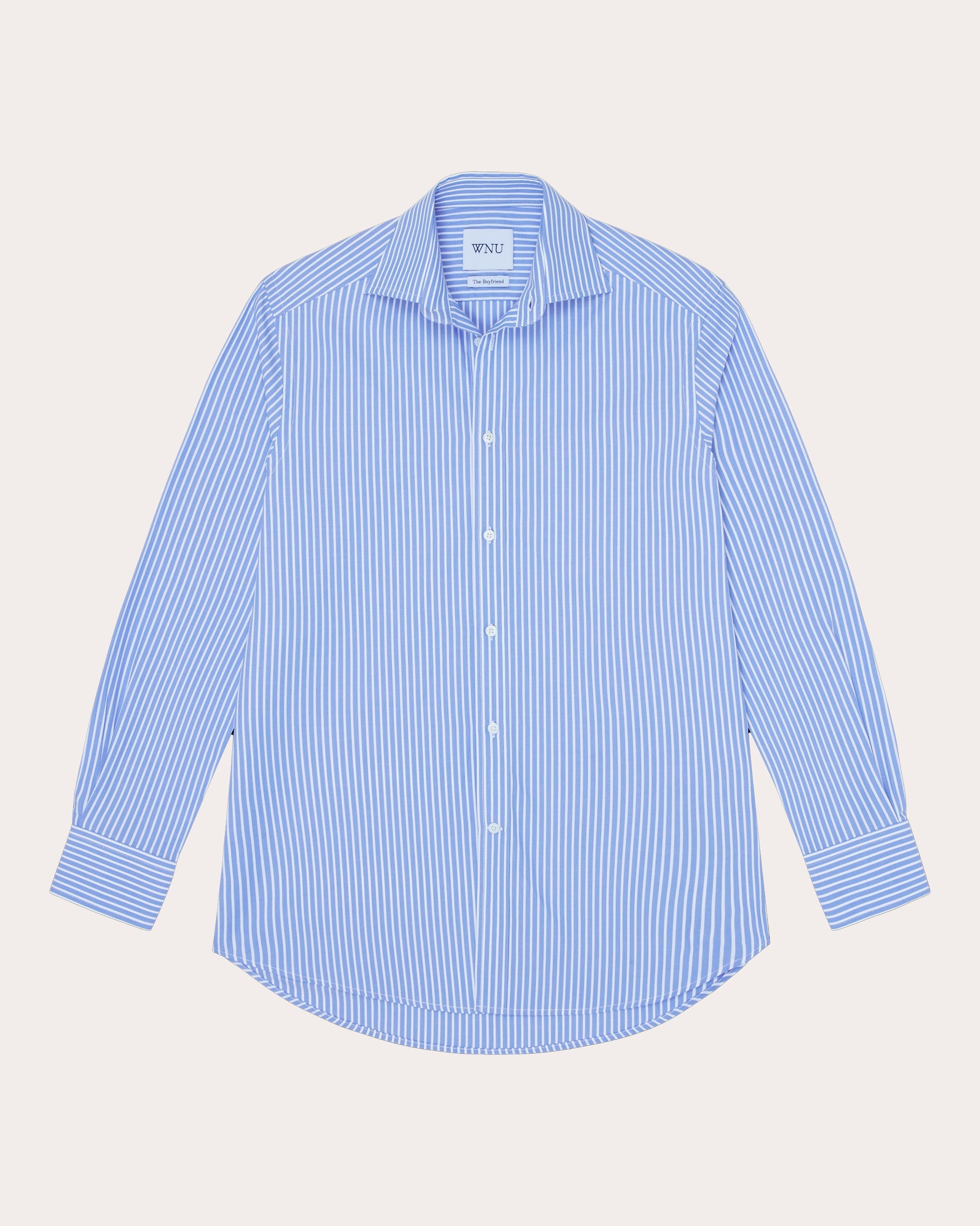 The Boyfriend Pinstripe Fine Cotton Poplin Button-Up Shirt
