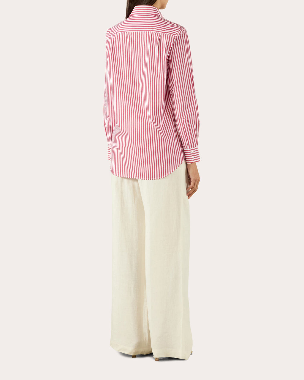 The Boyfriend Stripe Fine Cotton Poplin Button-Up Shirt