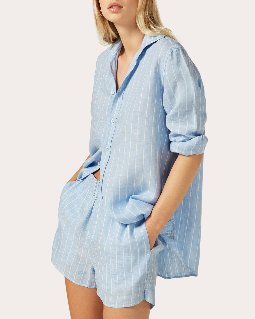 The Boyfriend Stripe Linen Button-Up Shirt