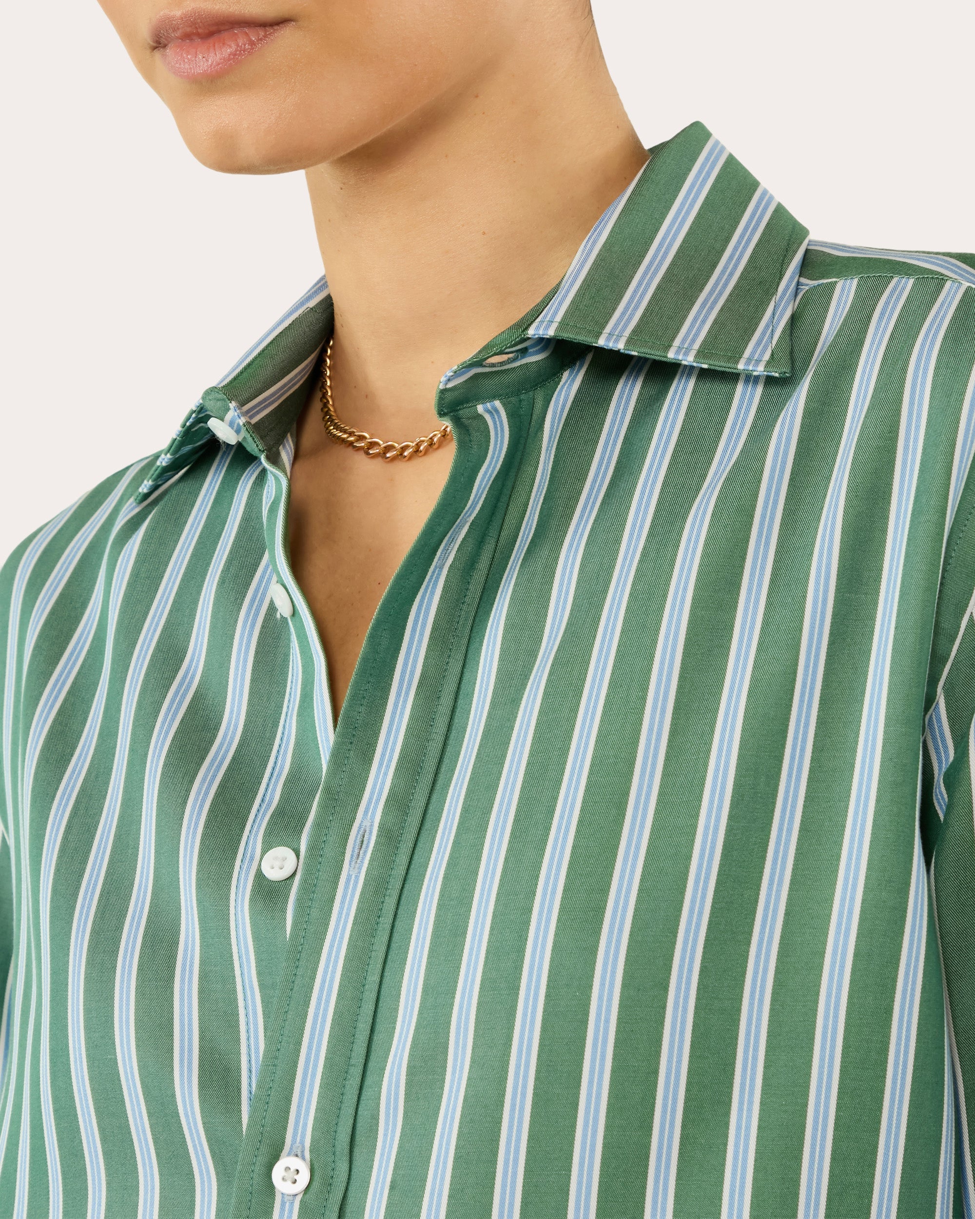 The Boyfriend Stripe Tencel™ Button-Up Shirt