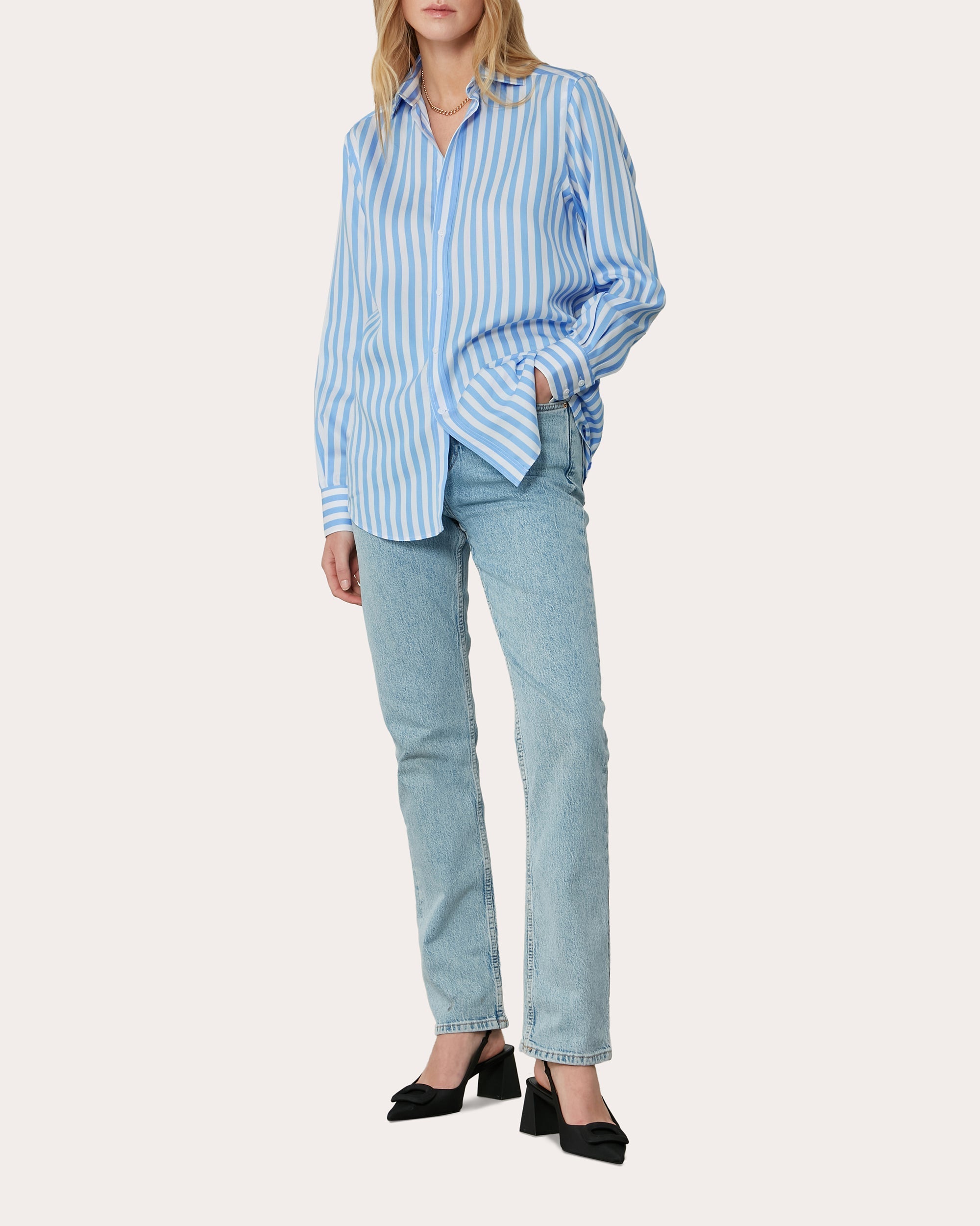 The Boyfriend Striped Tencel Shirt