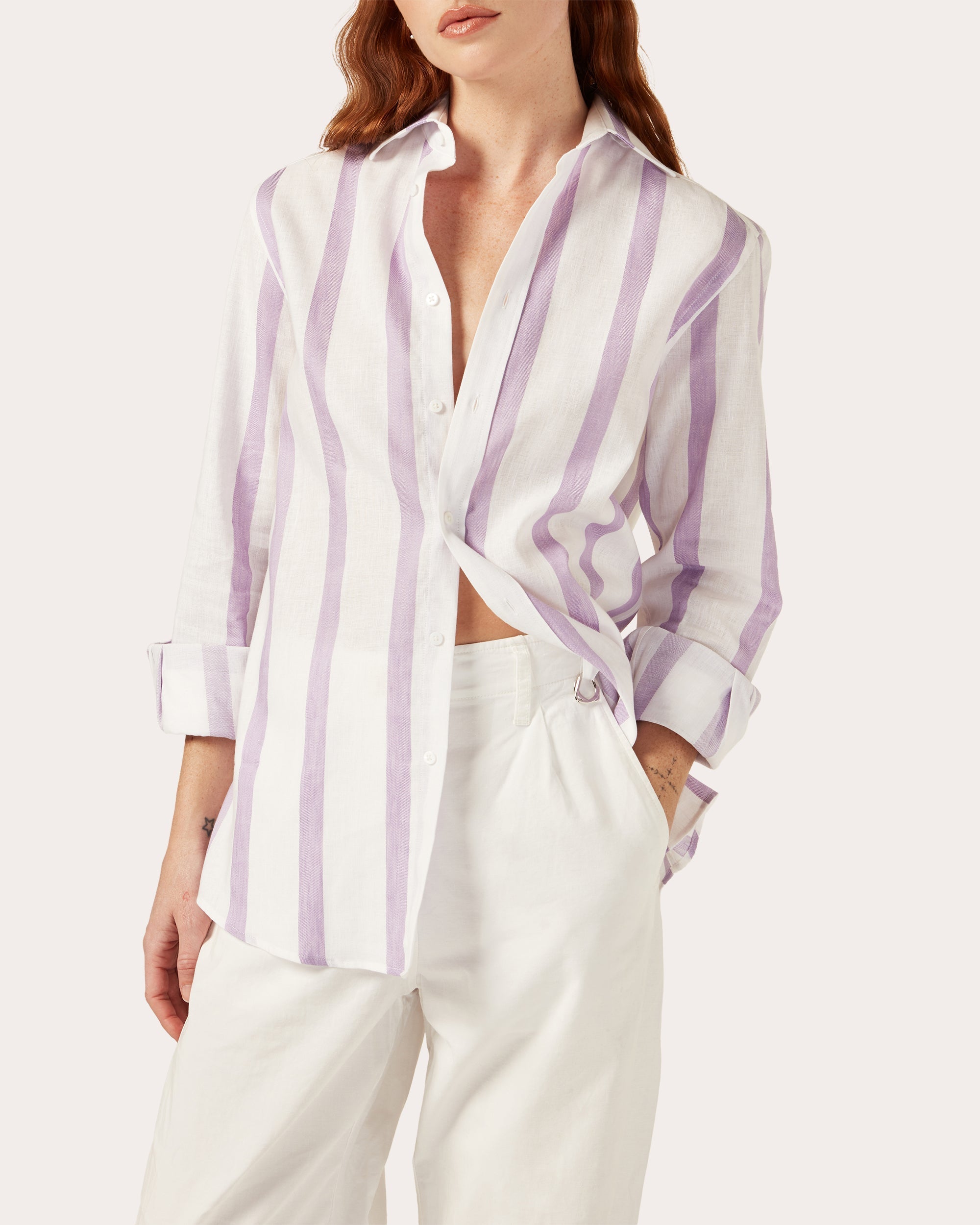 The Boyfriend Striped Linen-Cotton Blend Shirt