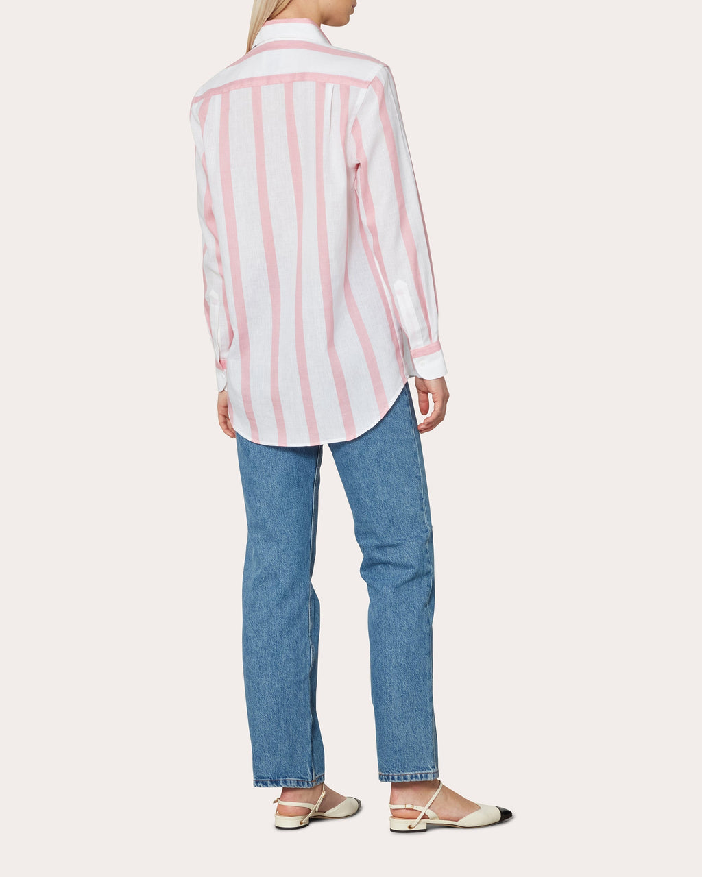 The Boyfriend Stripe Woven Linen-Cotton Button-Up