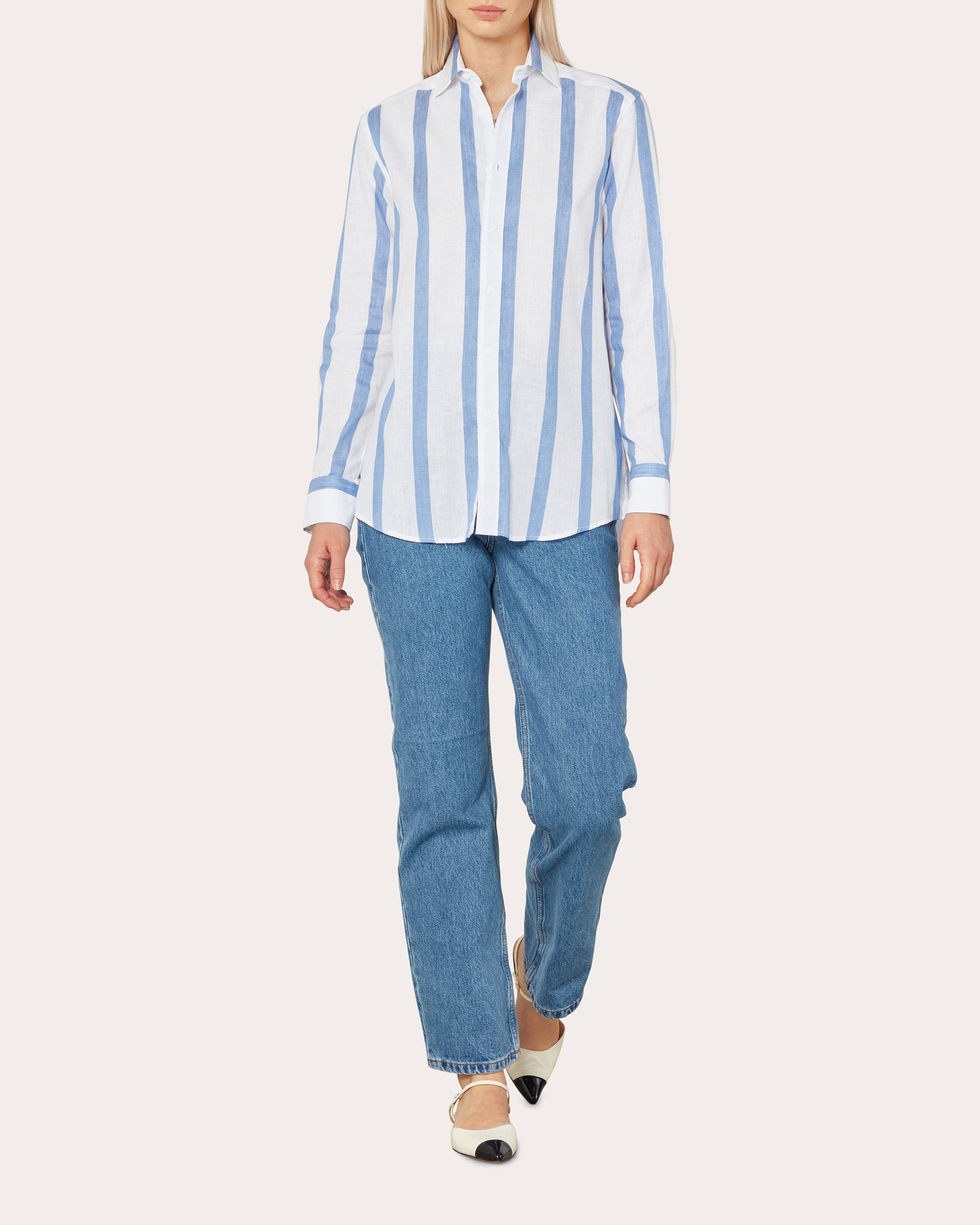 The Boyfriend Striped Linen-Cotton Blend Shirt