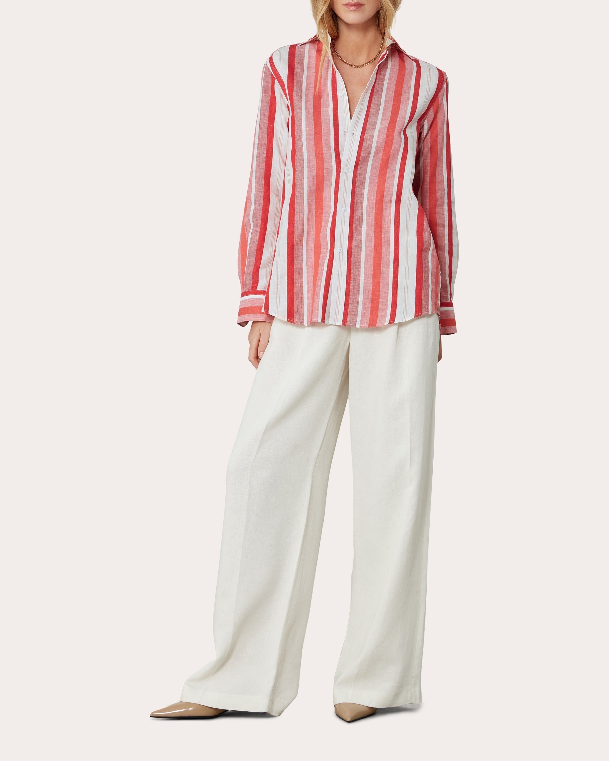 The Boyfriend Striped Linen-Cotton Blend Shirt