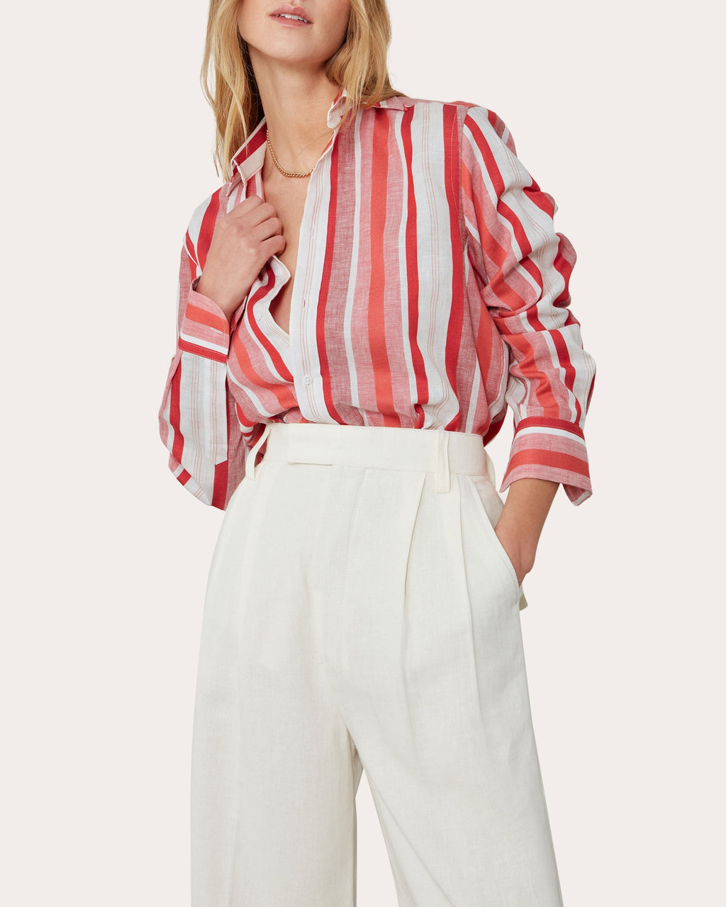 The Boyfriend Striped Linen-Cotton Blend Shirt