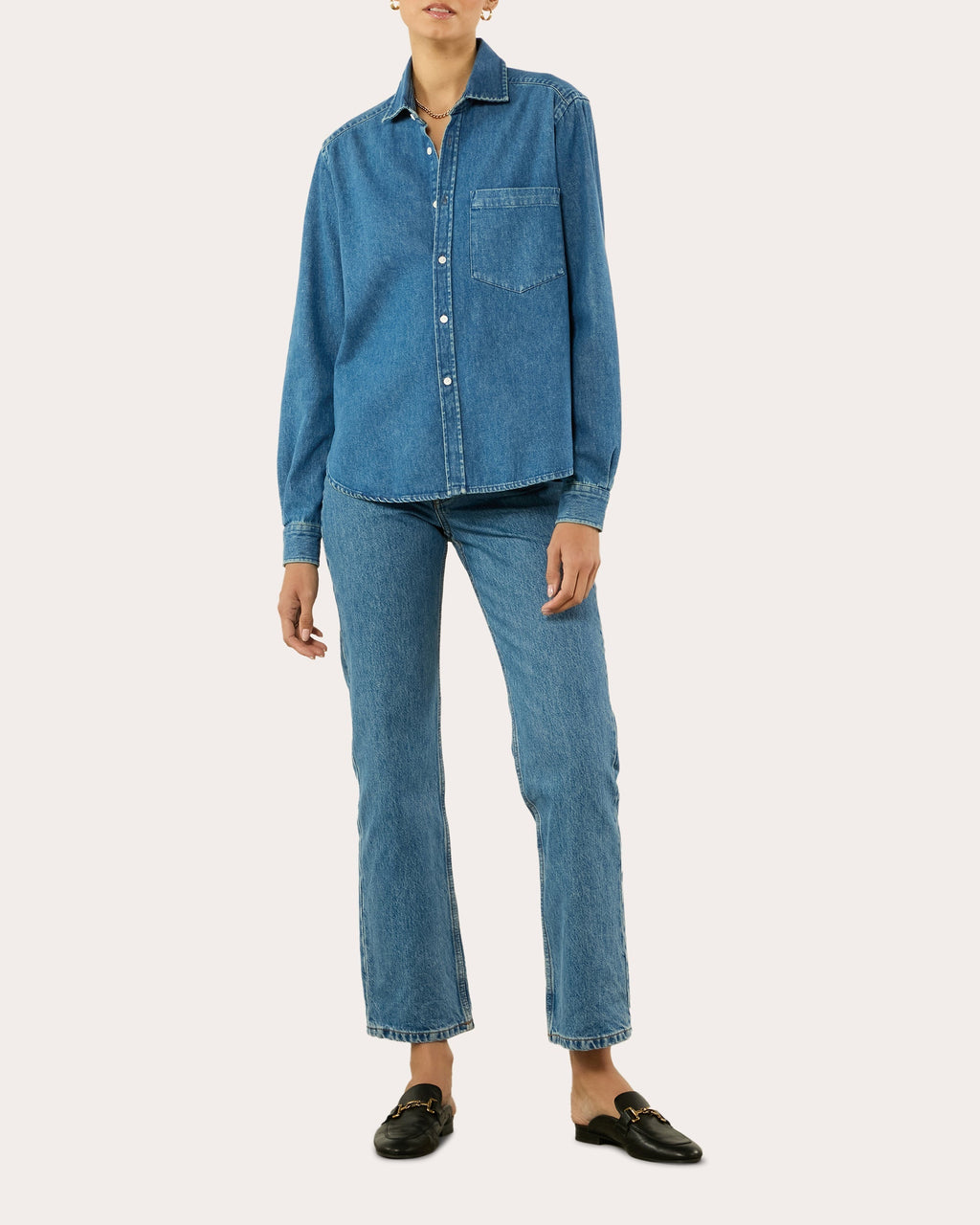 The Classic Cotton Denim Button-Up Shirt
