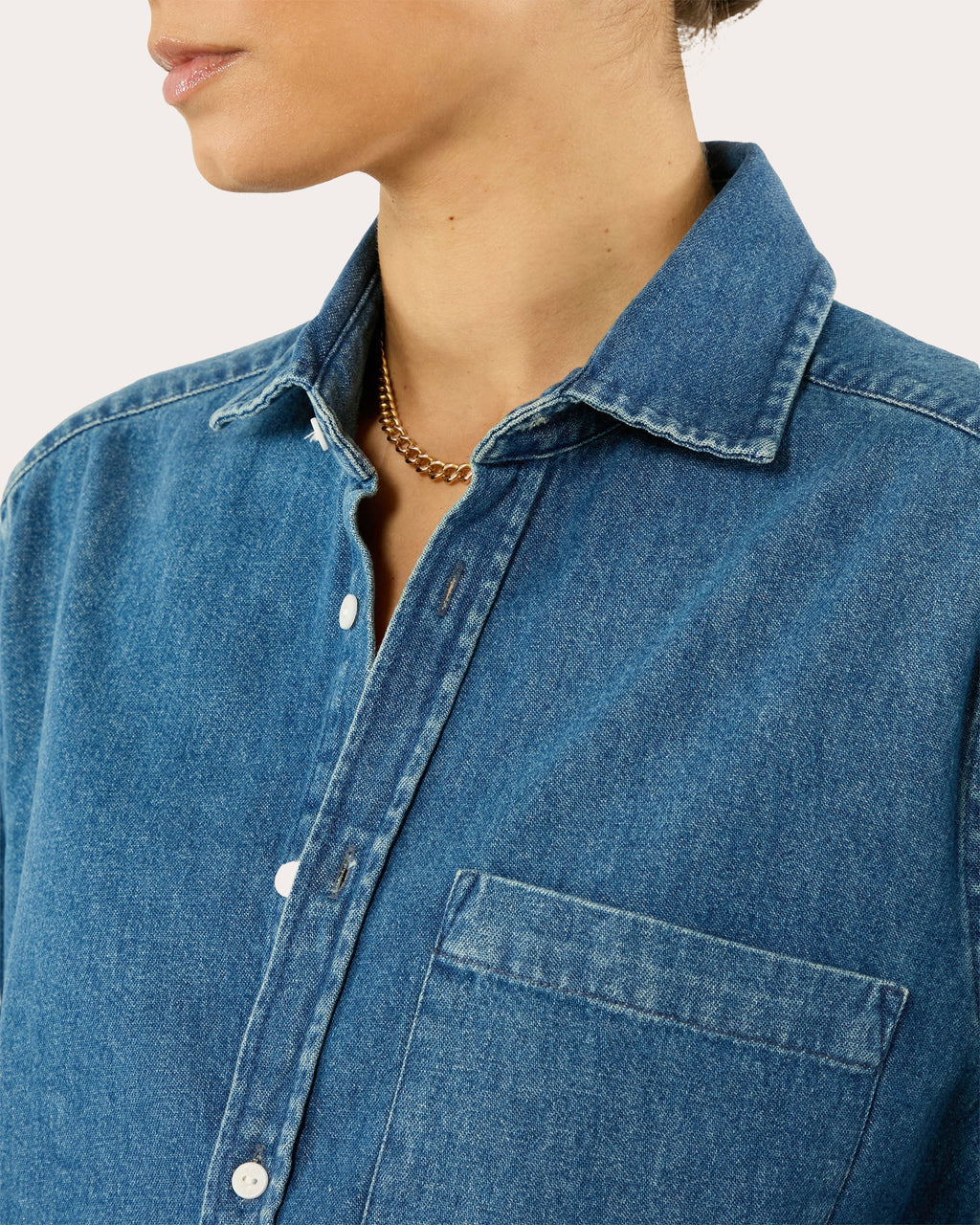 The Classic Cotton Denim Button-Up Shirt