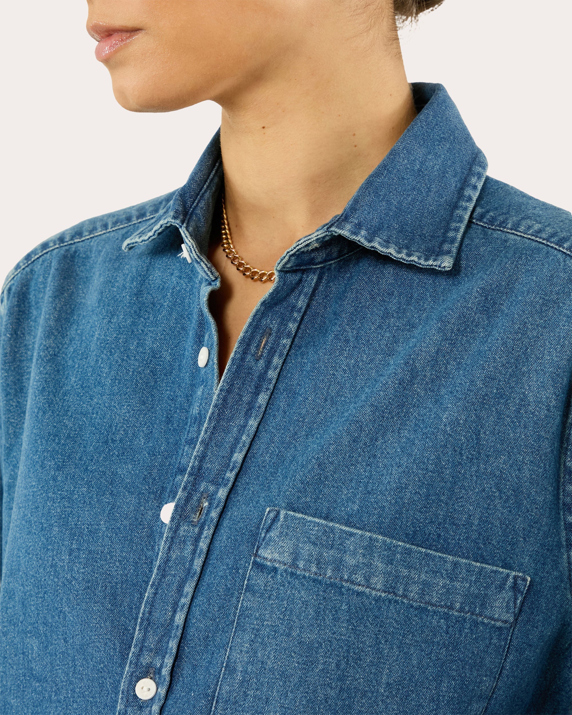 The Classic Cotton Denim Button-Up Shirt