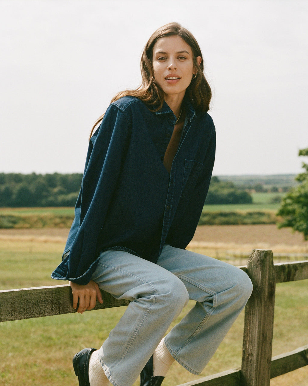 The Classic Cotton Denim Button-Up Shirt