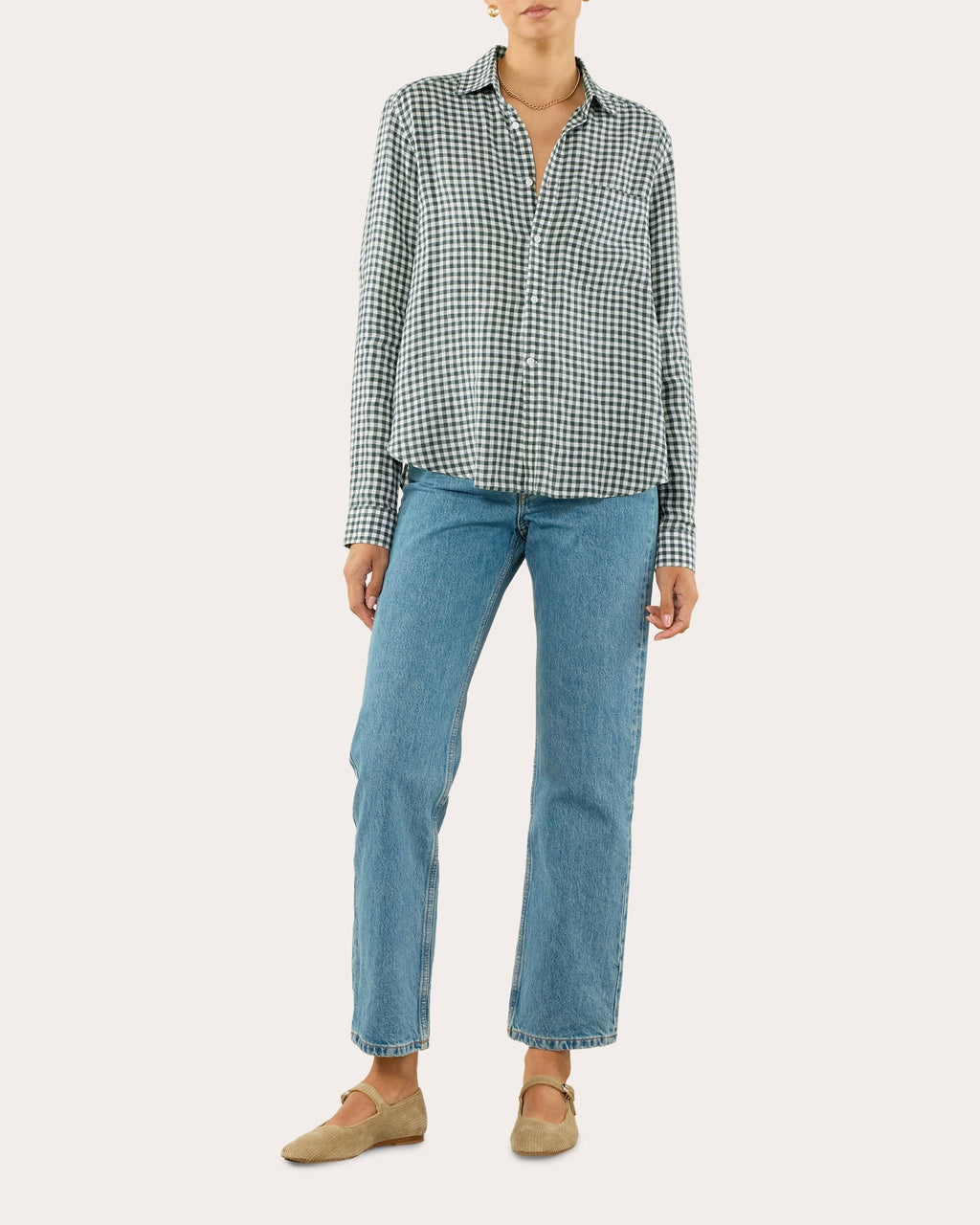 The Classic Gingham Linen Button-Up Shirt