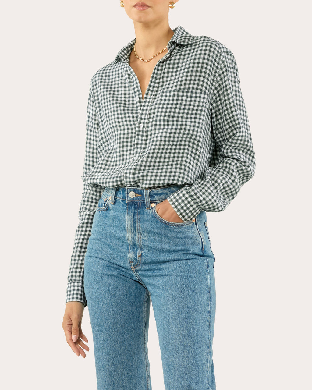The Classic Gingham Linen Button-Up Shirt