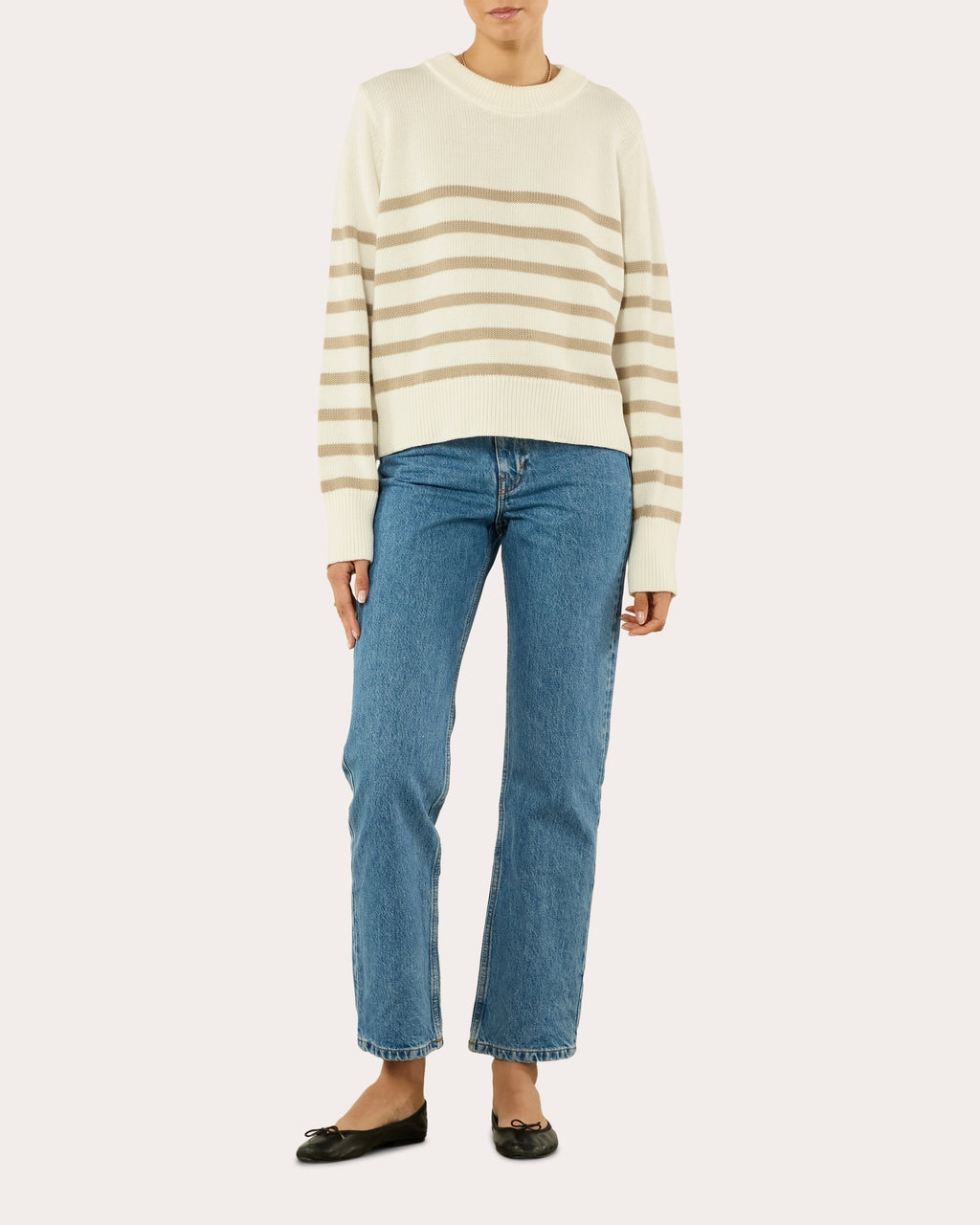 Devon Stripe Cotton Crewneck Sweater