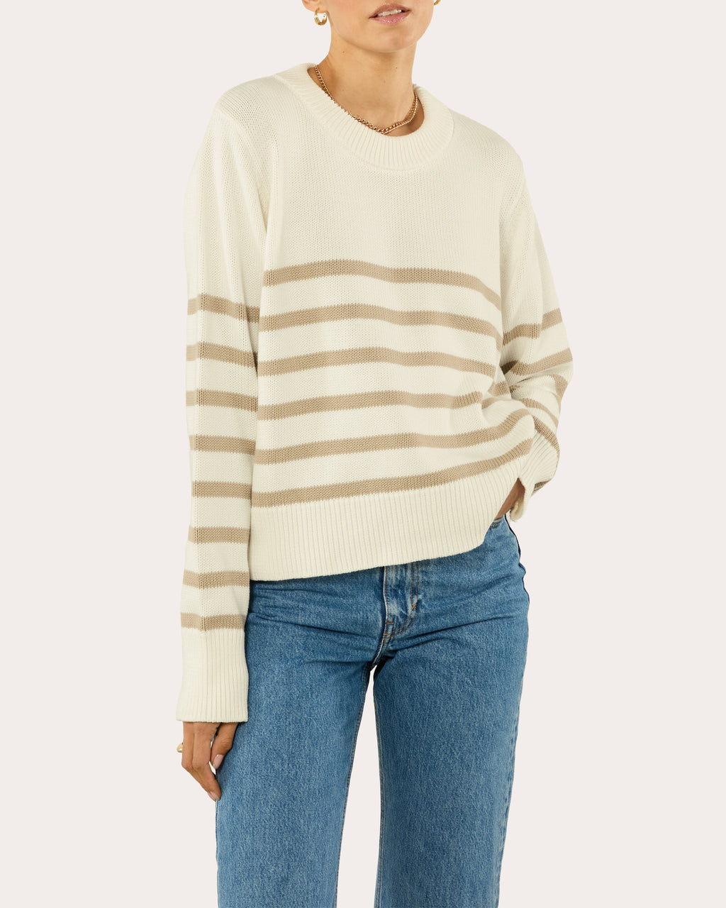 Devon Stripe Cotton Crewneck Sweater
