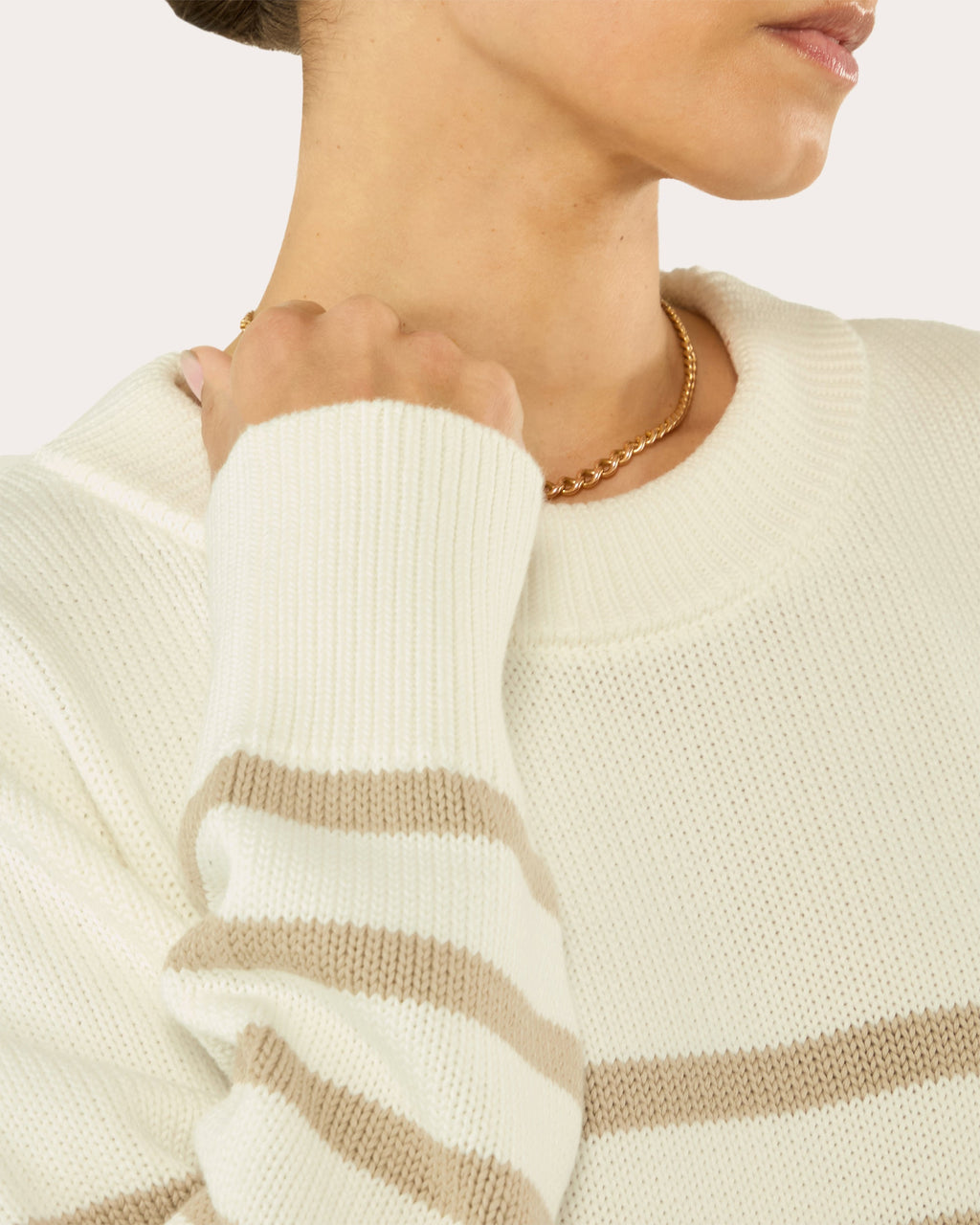 Devon Stripe Cotton Crewneck Sweater