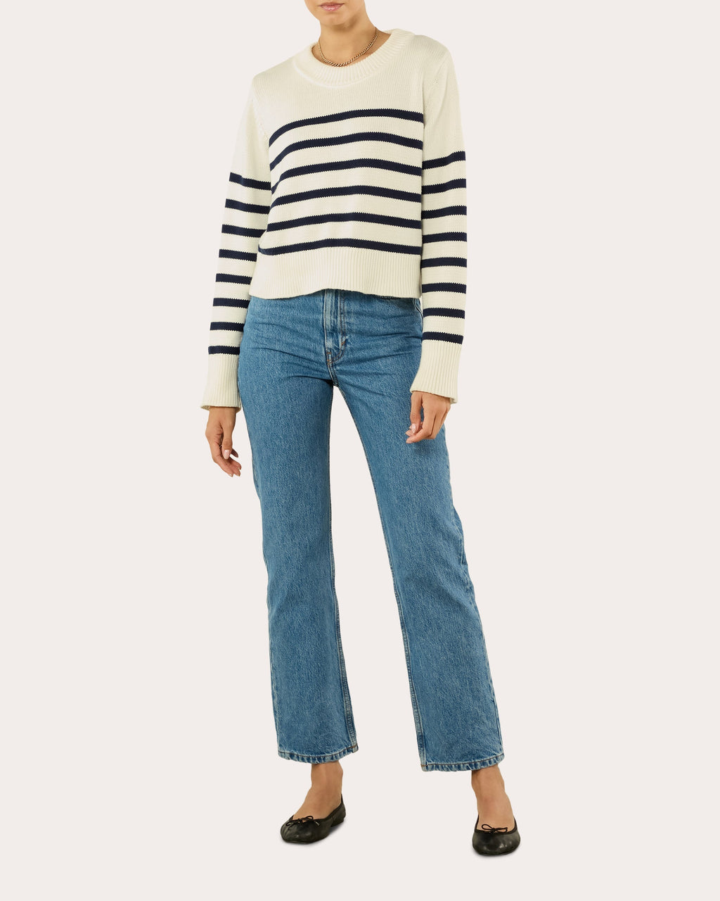 Devon Stripe Cotton Crewneck Sweater