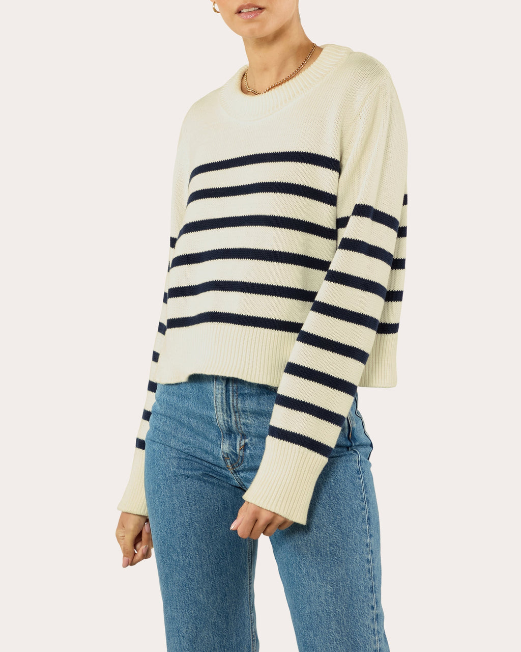 Devon Stripe Cotton Crewneck Sweater