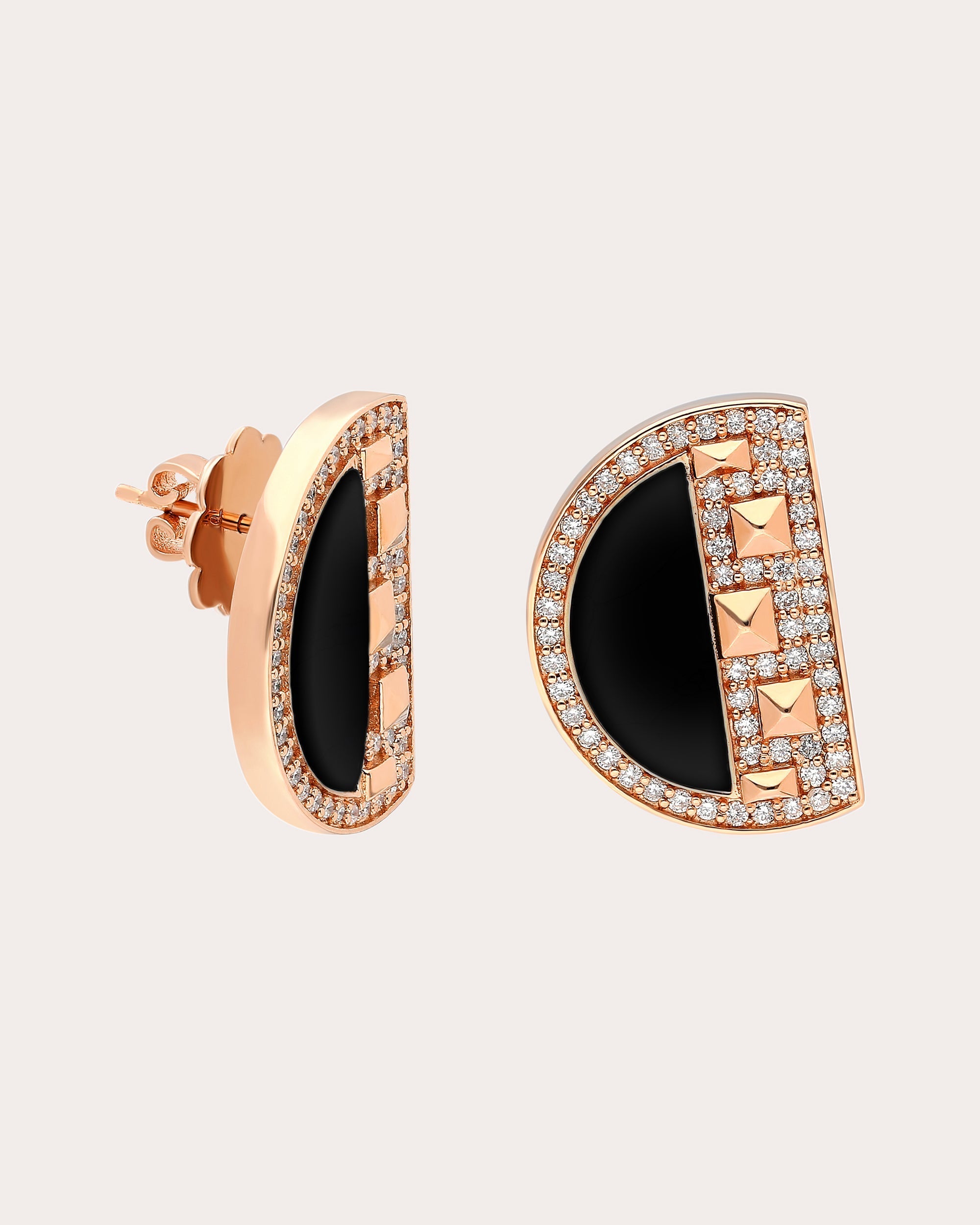 Cairo 18K Gold Onyx and Diamond Stud Earrings