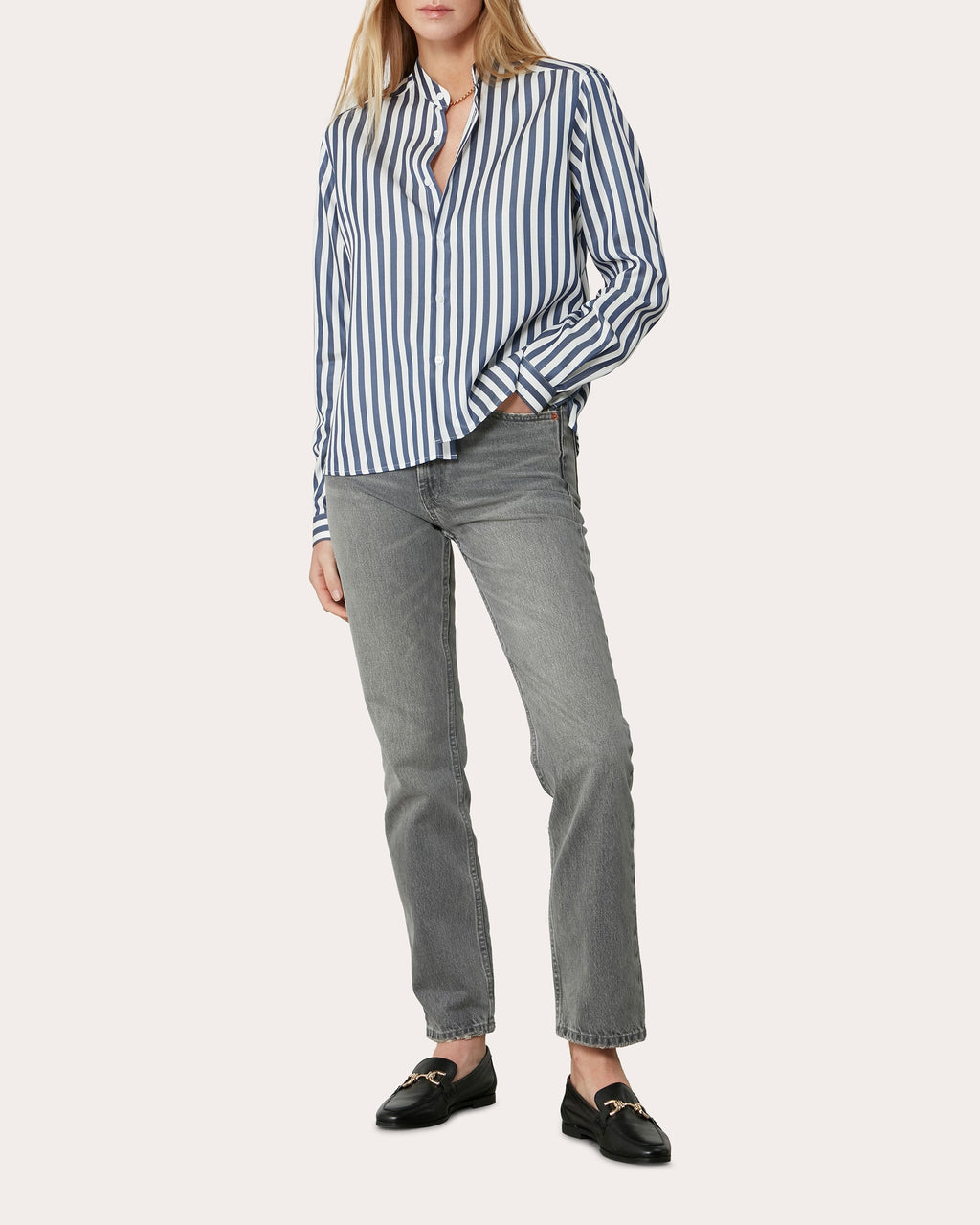 The Girlfriend Striped Tencel Shirt