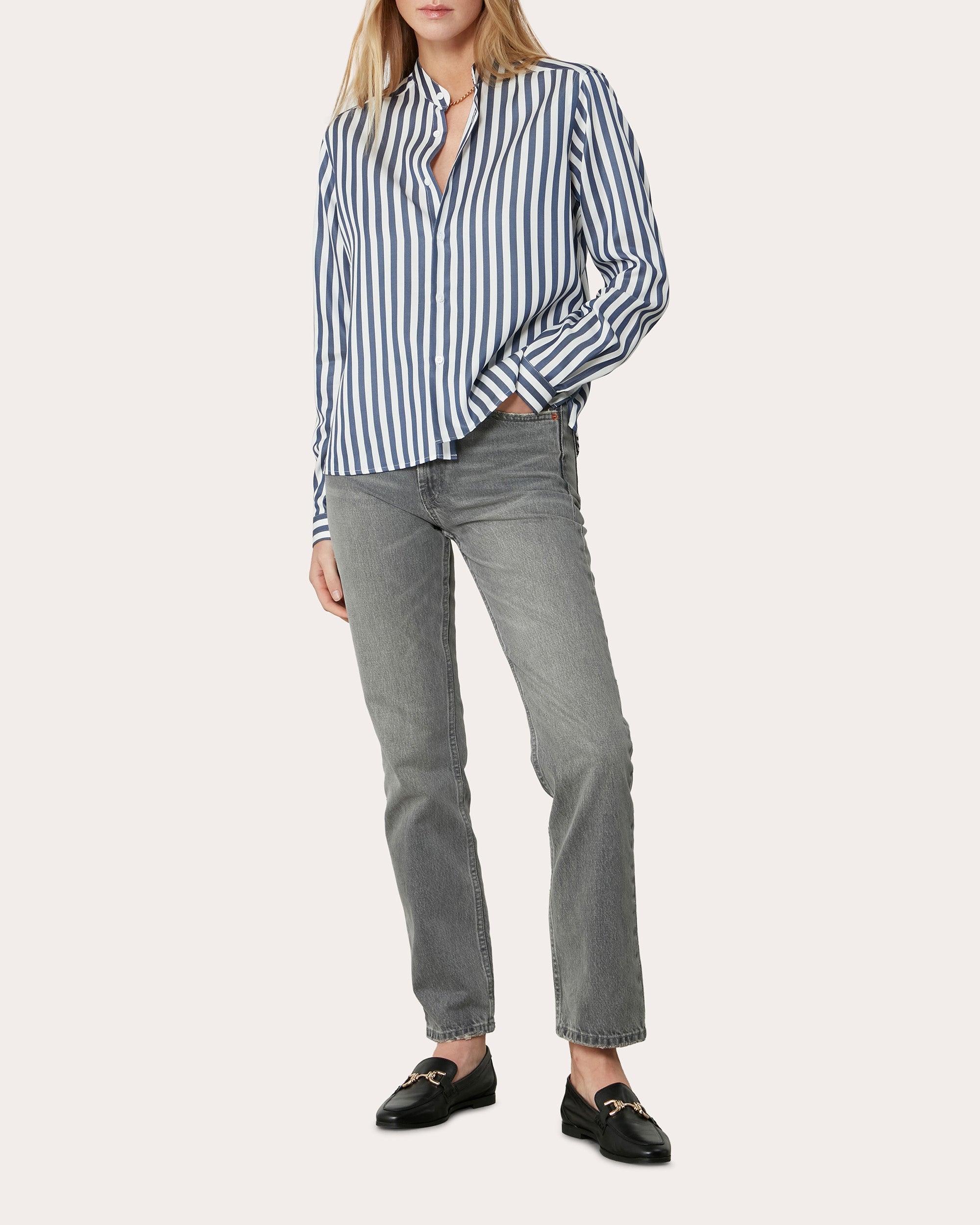 The Girlfriend Striped Tencel Shirt