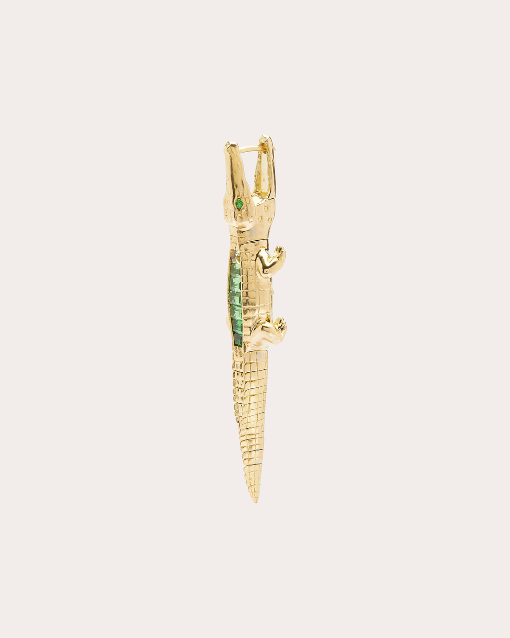 Alligator Bite 18K Gold Tsavorite and Sapphire Single Earring