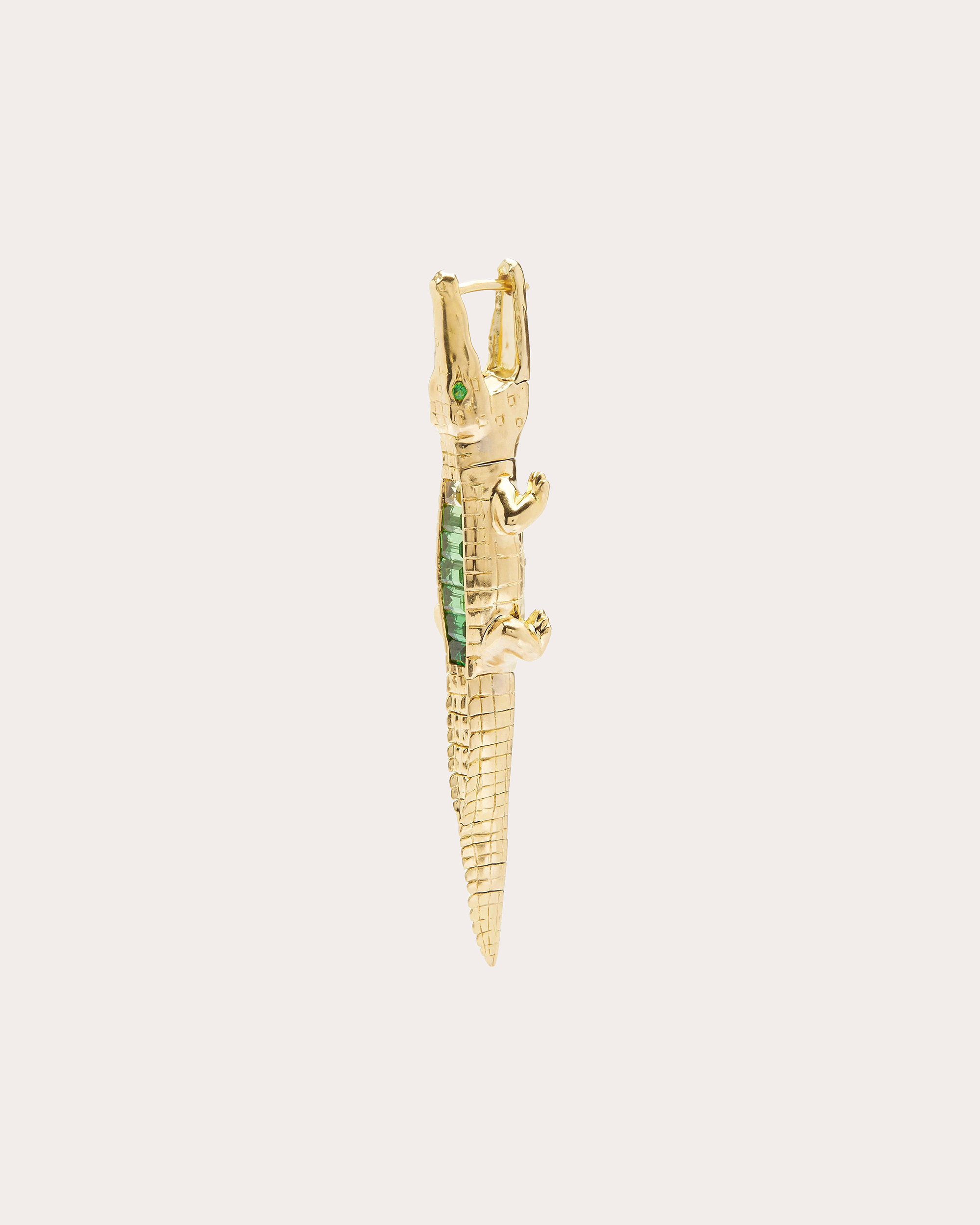 Alligator Bite 18K Gold Tsavorite and Sapphire Single Earring