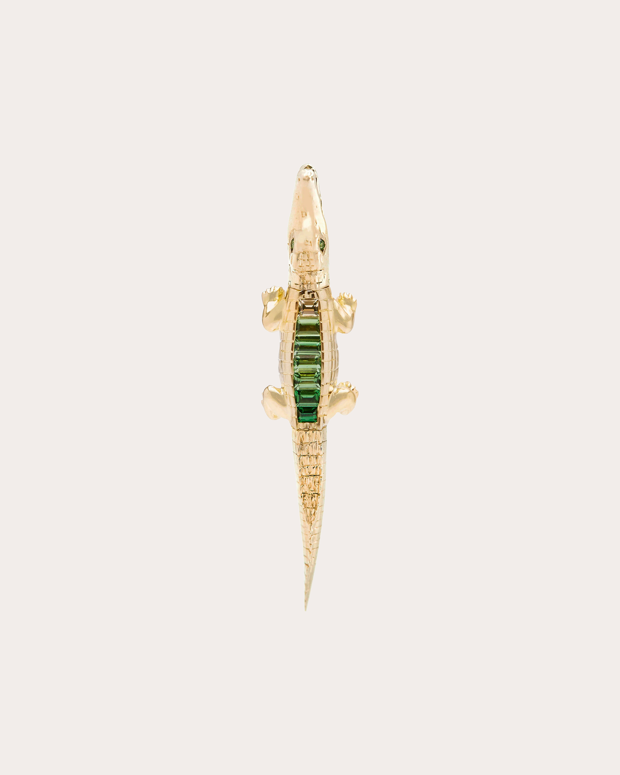 Alligator Bite 18K Gold Tsavorite and Sapphire Single Earring