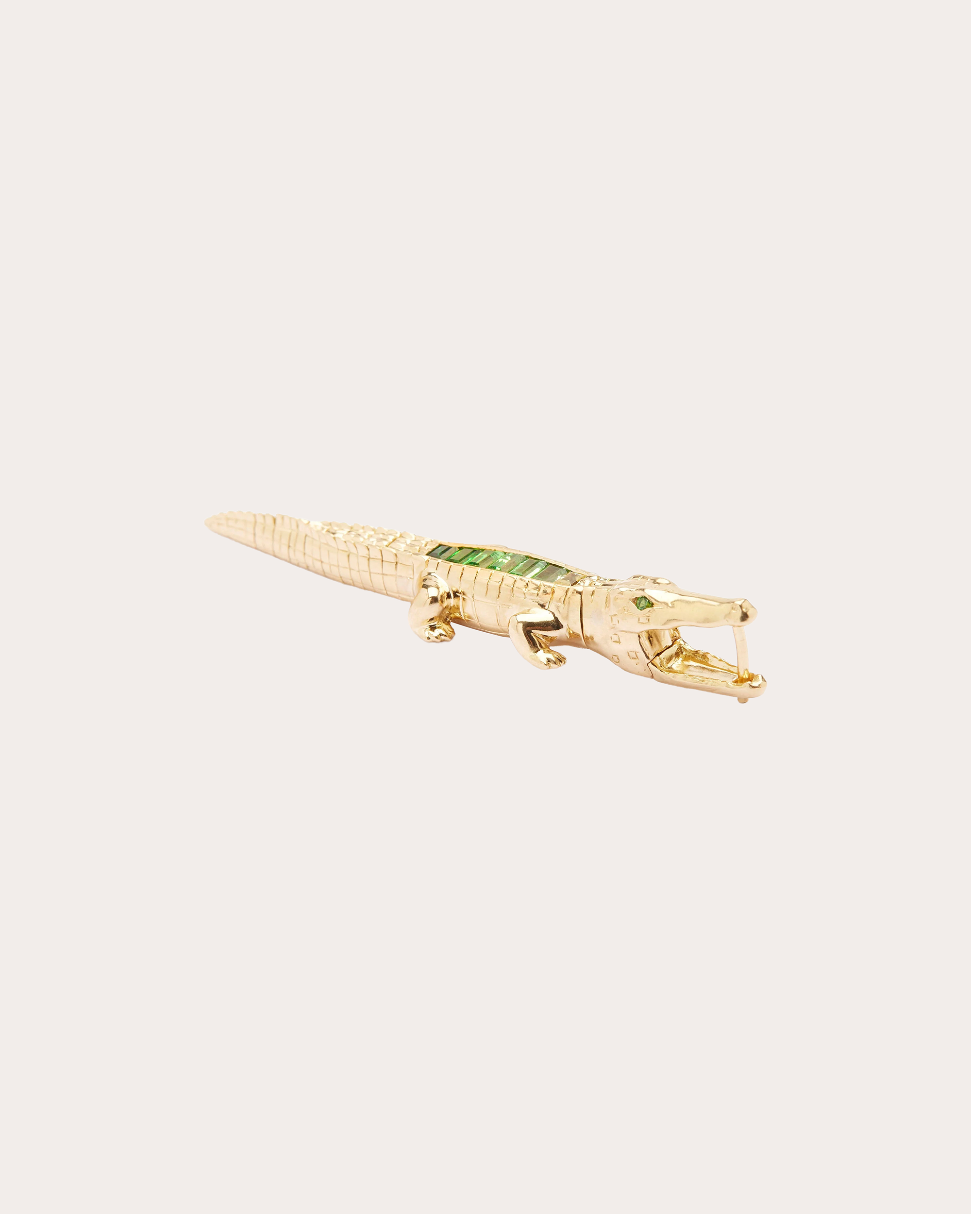 Alligator Bite 18K Gold Tsavorite and Sapphire Single Earring